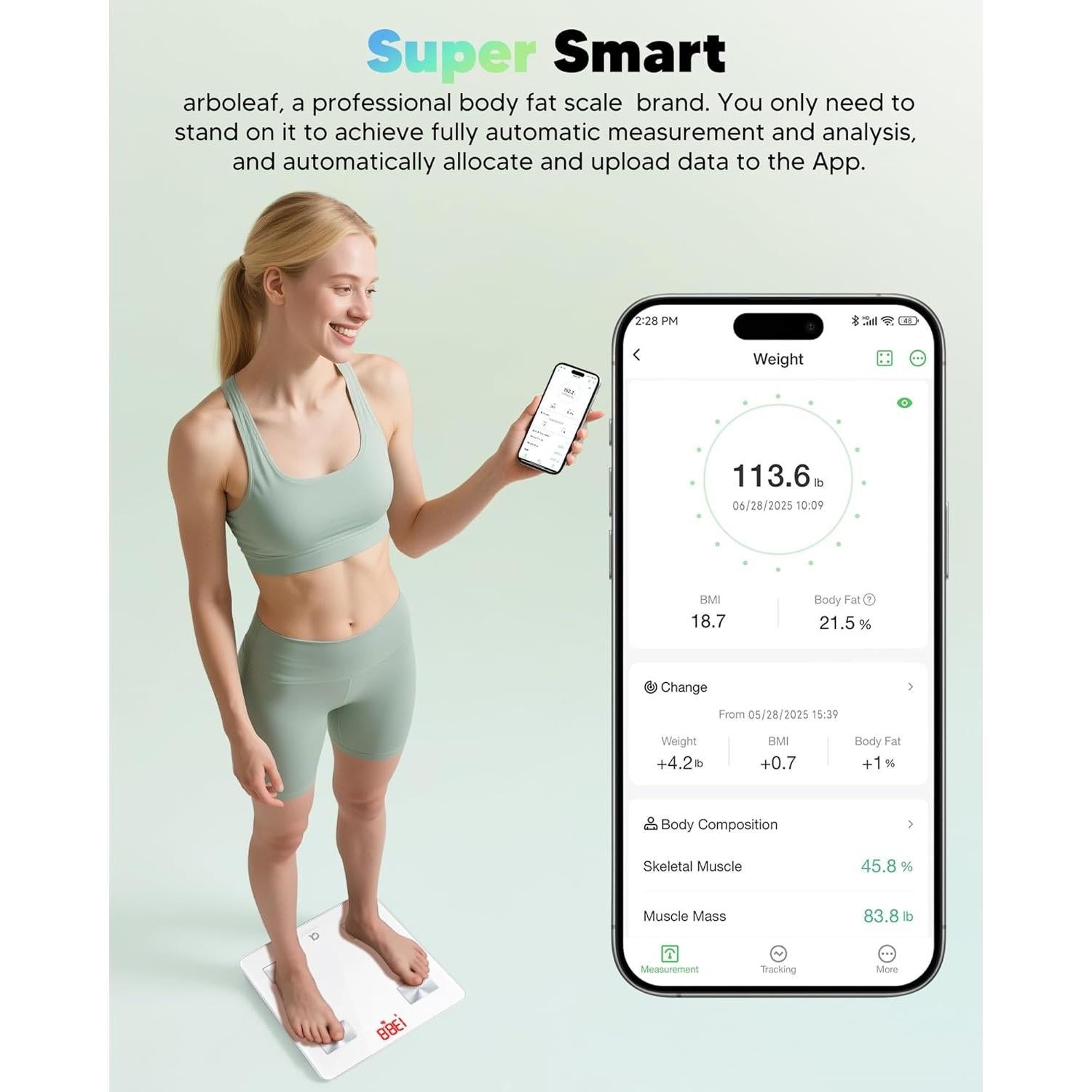 Báscula Inteligente Arboleaf Bluetooth 14 Métricas 180 kg Blanco