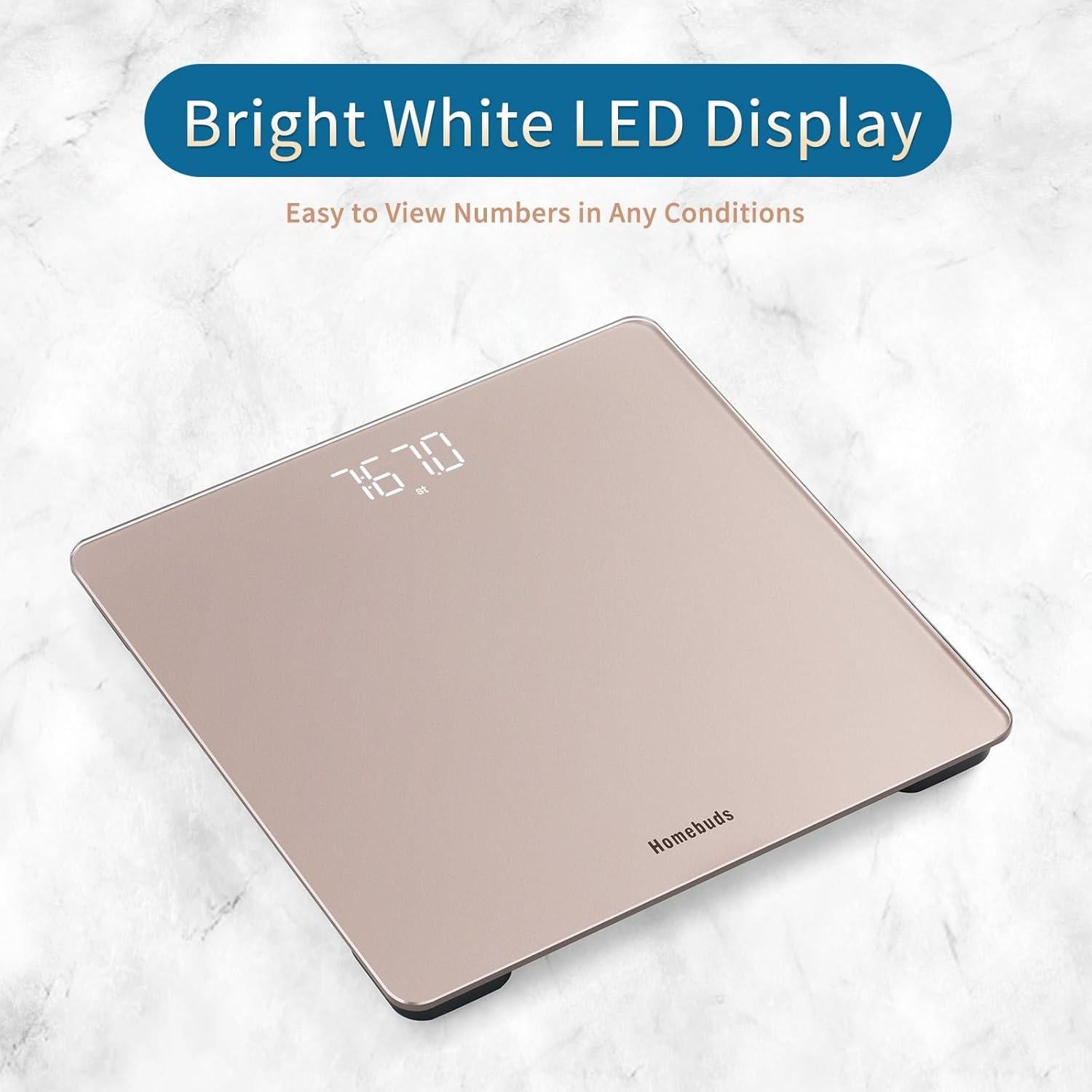 Báscula Digital de Baño Homebuds HB9057, 182kg, LED Brillante