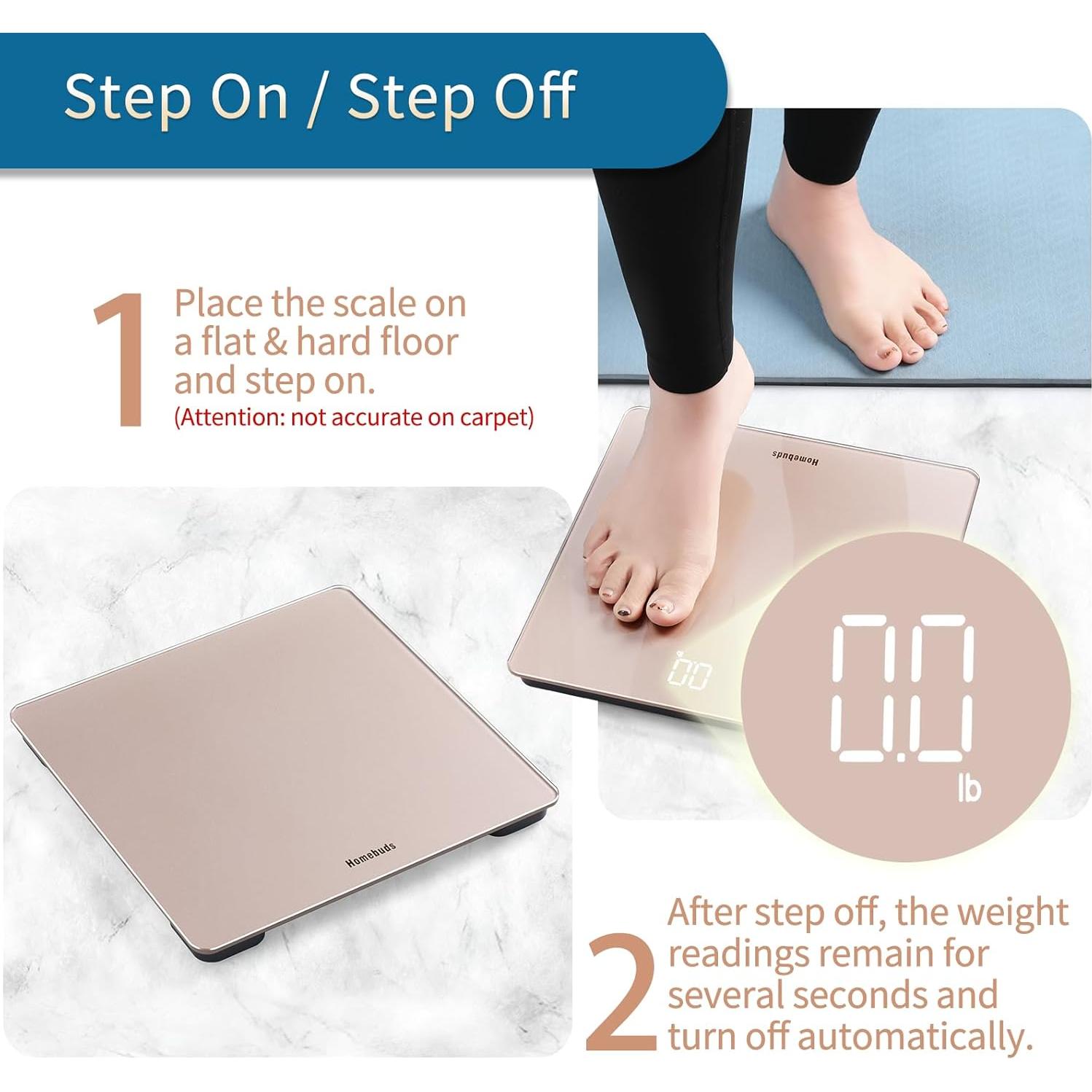 Báscula Digital de Baño Homebuds HB9057, 182kg, LED Brillante