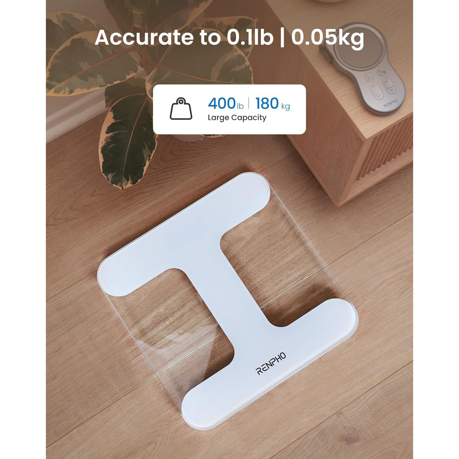 Báscula Digital RENPHO de Baño 180kg, Vidrio Templado, LED