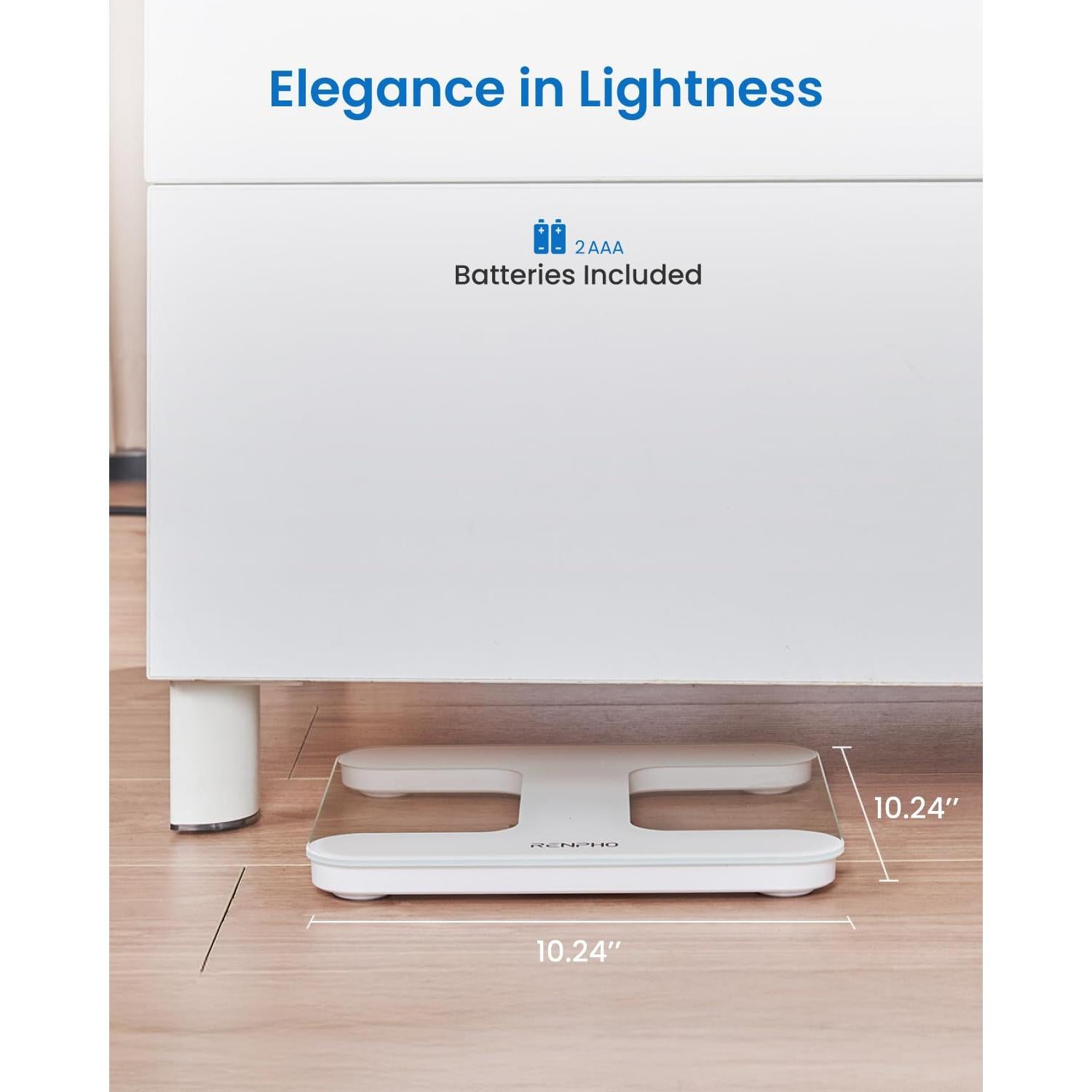 Báscula Digital RENPHO de Baño 180kg, Vidrio Templado, LED