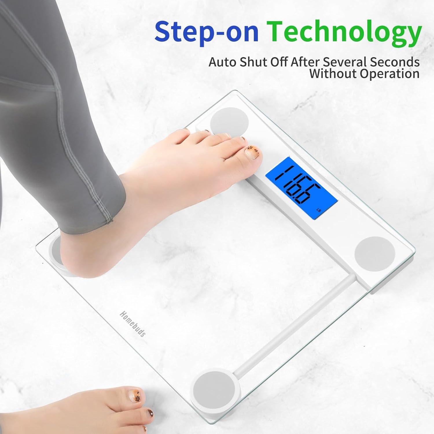 Báscula Digital de Baño Homebuds HB915, 182kg, LCD Azul