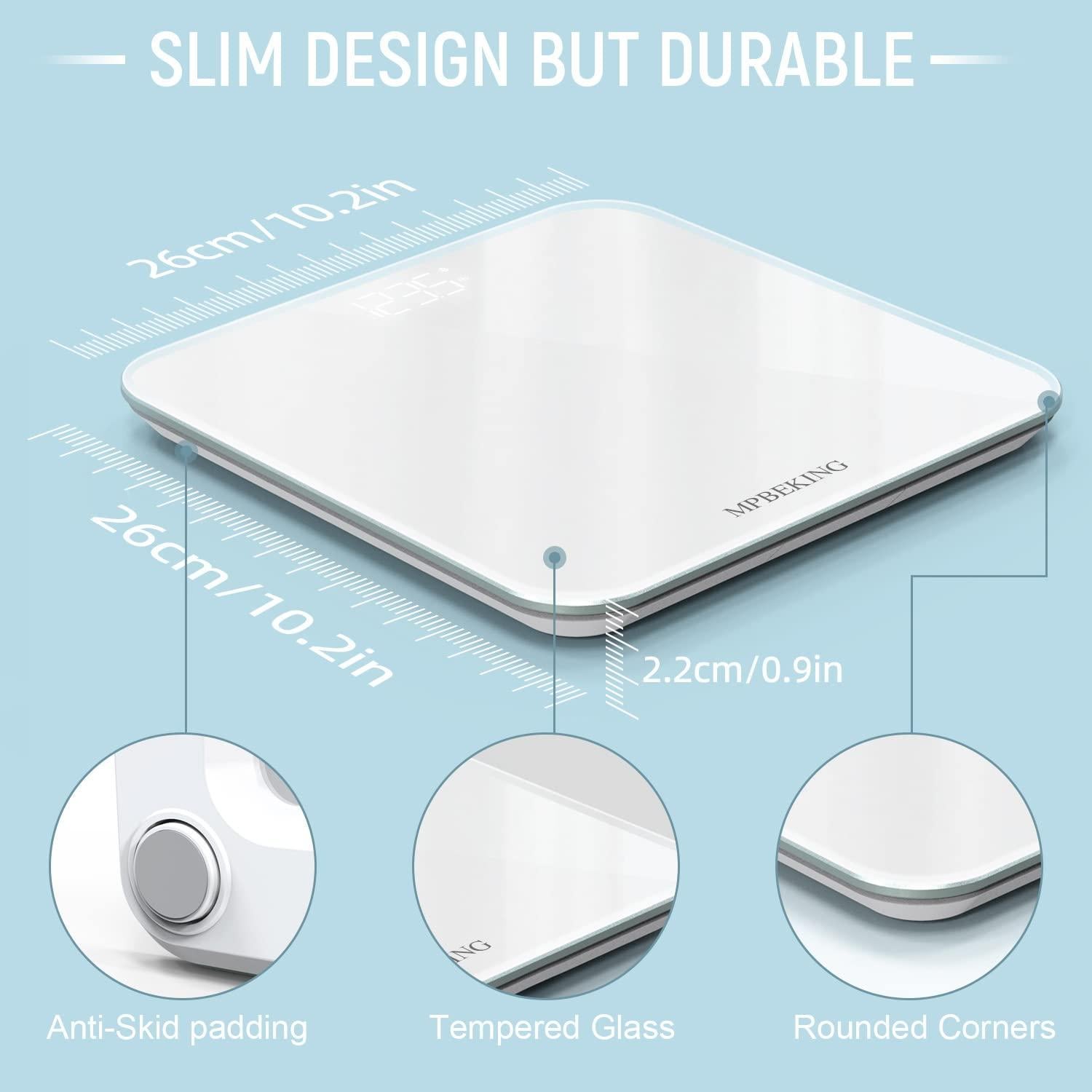Báscula Digital Bluetooth MPBEKING 181kg LCD Blanca
