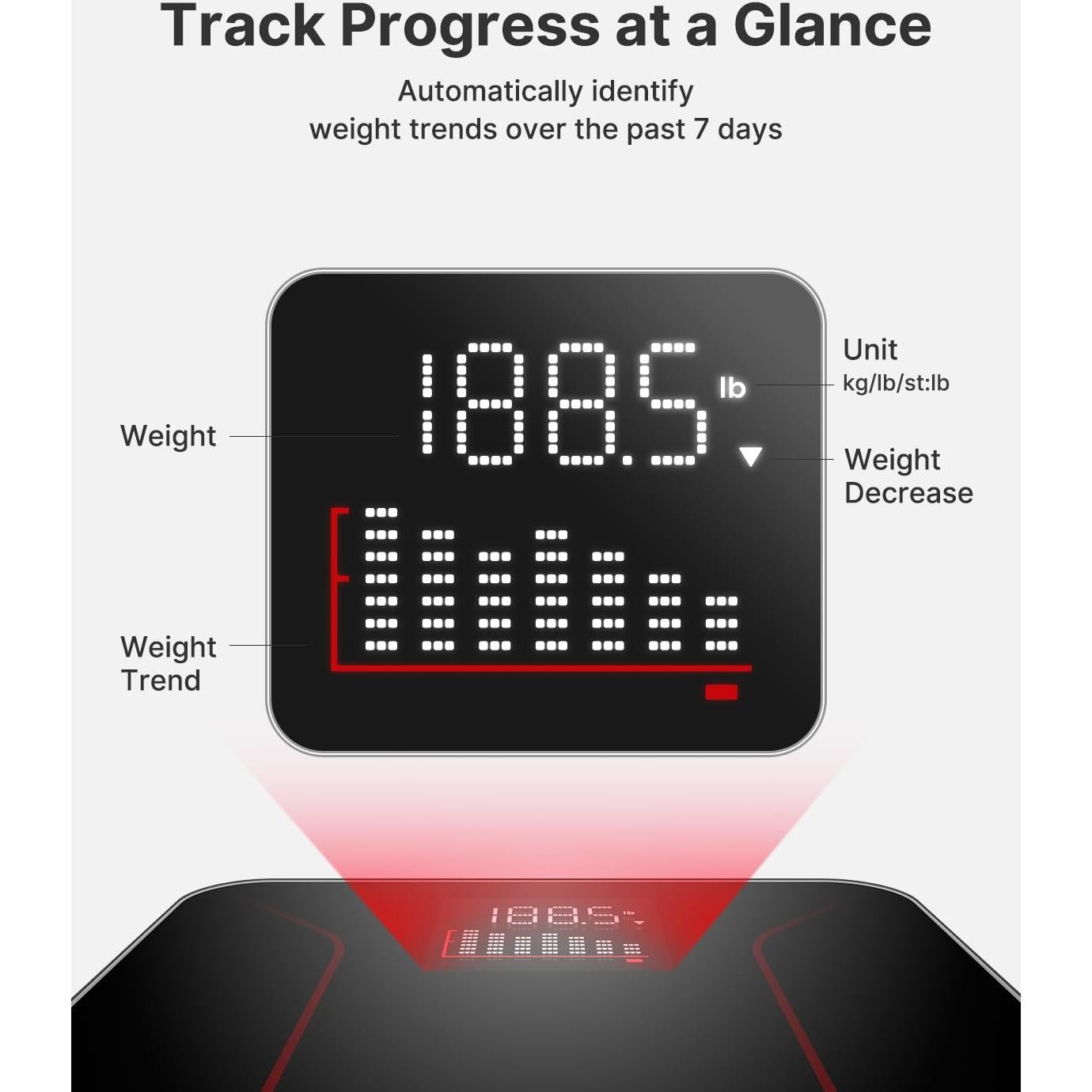 Báscula Digital FITINDEX para Peso Corporal 181.44kg LED