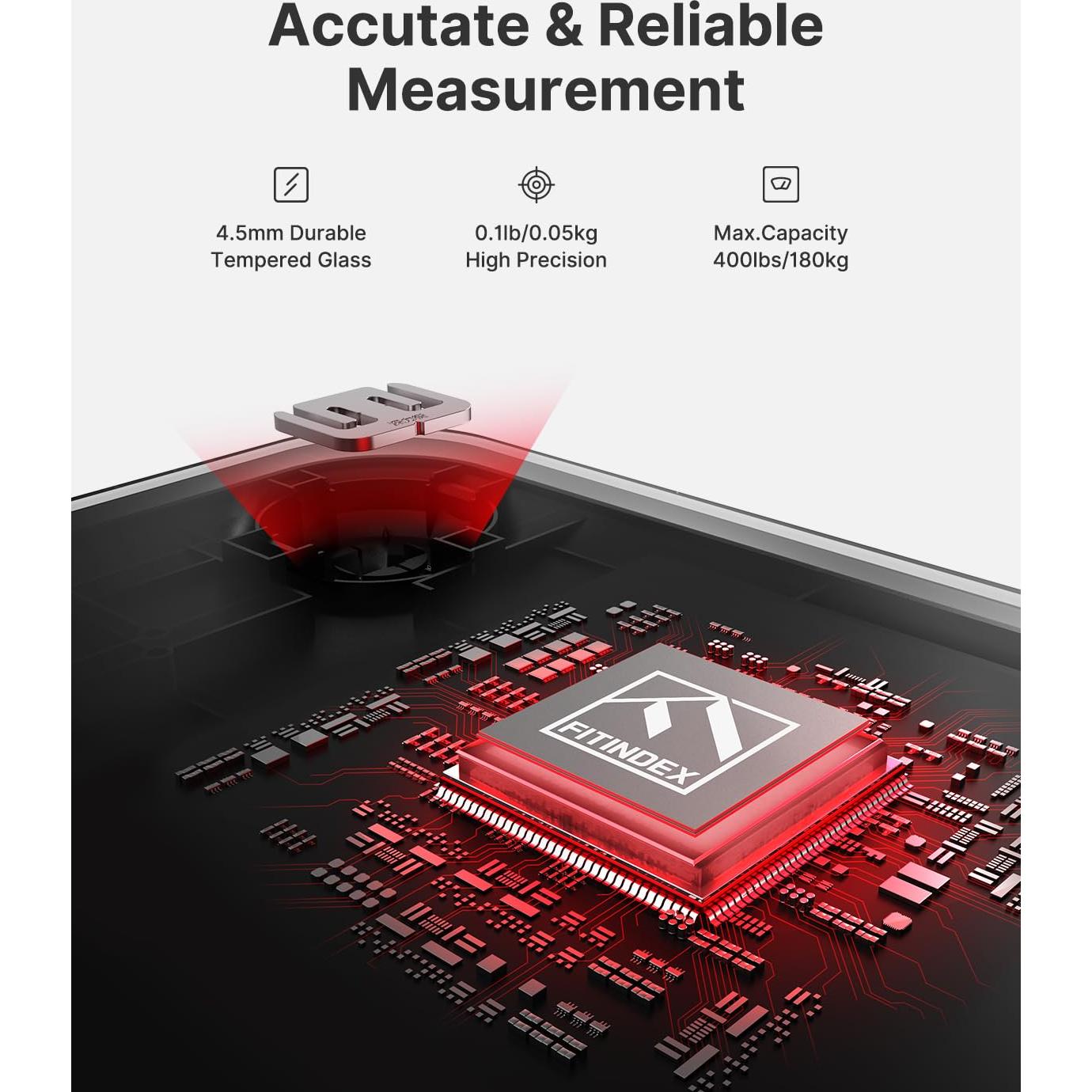 Báscula Digital FITINDEX para Peso Corporal 181.44kg LED