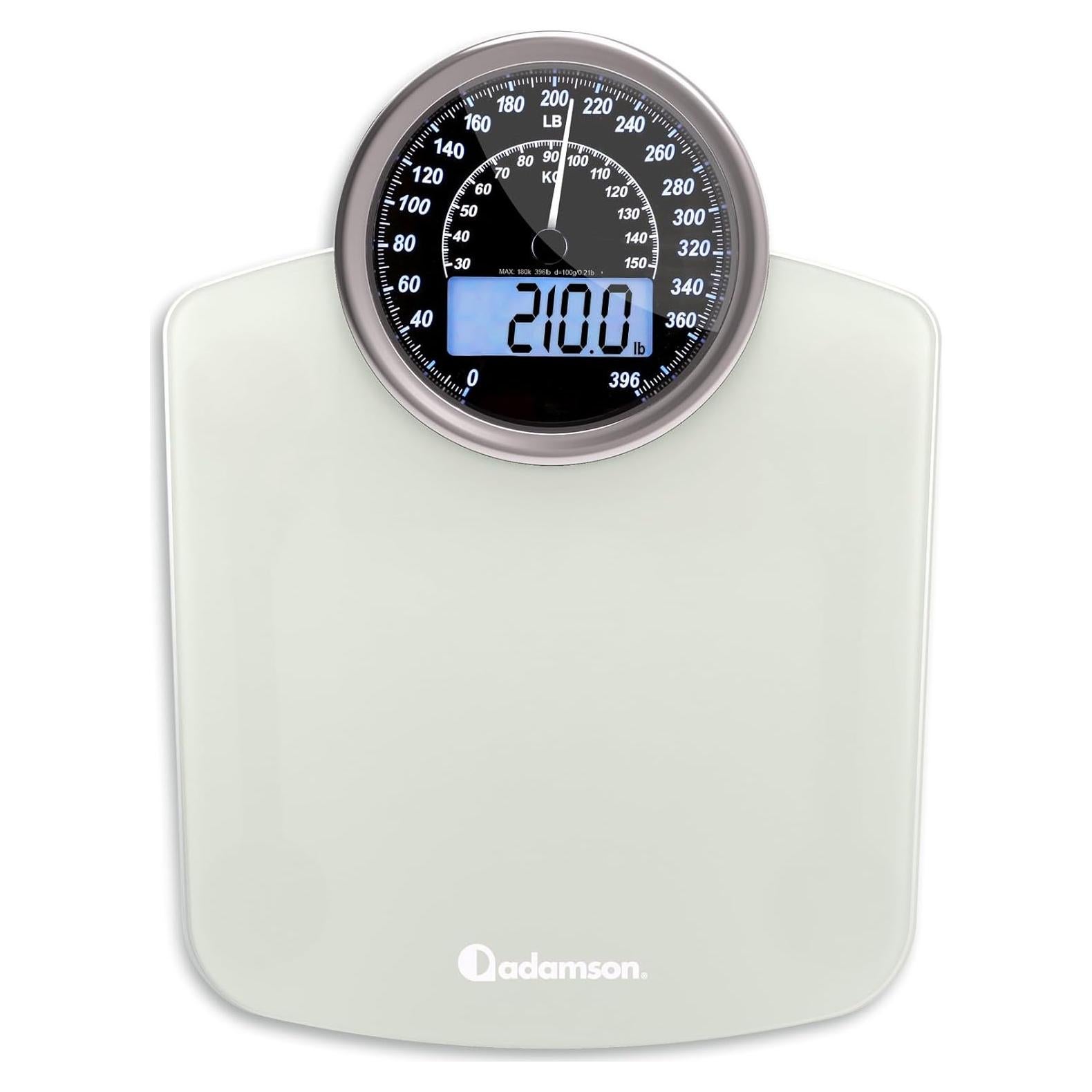 Báscula Híbrida Adamson Digital y Analógica 180 kg Vidrio Templado