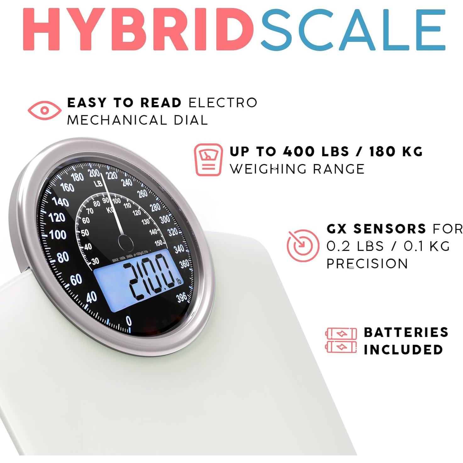 Báscula Híbrida Adamson Digital y Analógica 180 kg Vidrio Templado