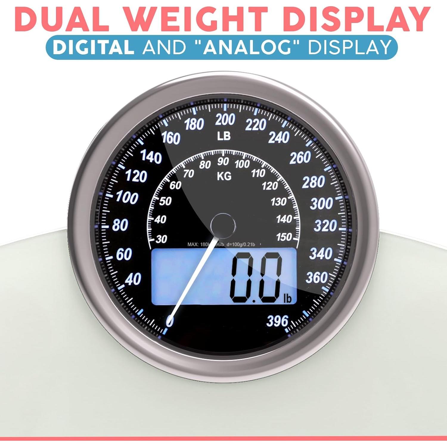 Báscula Híbrida Adamson Digital y Analógica 180 kg Vidrio Templado