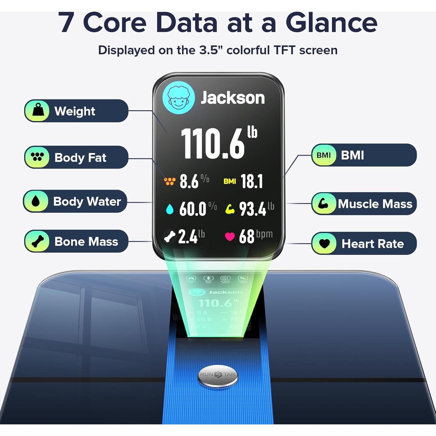 Báscula Inteligente RunStar FI2019G con Pantalla TFT 3.5"