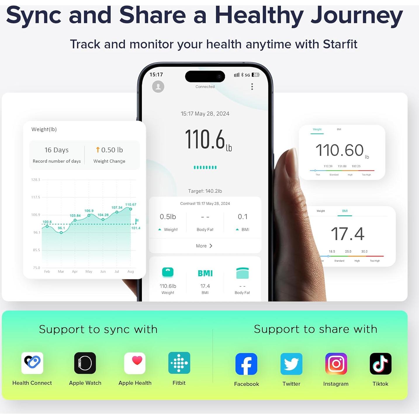 Báscula Inteligente RunStar FI2019G con Pantalla TFT 3.5"