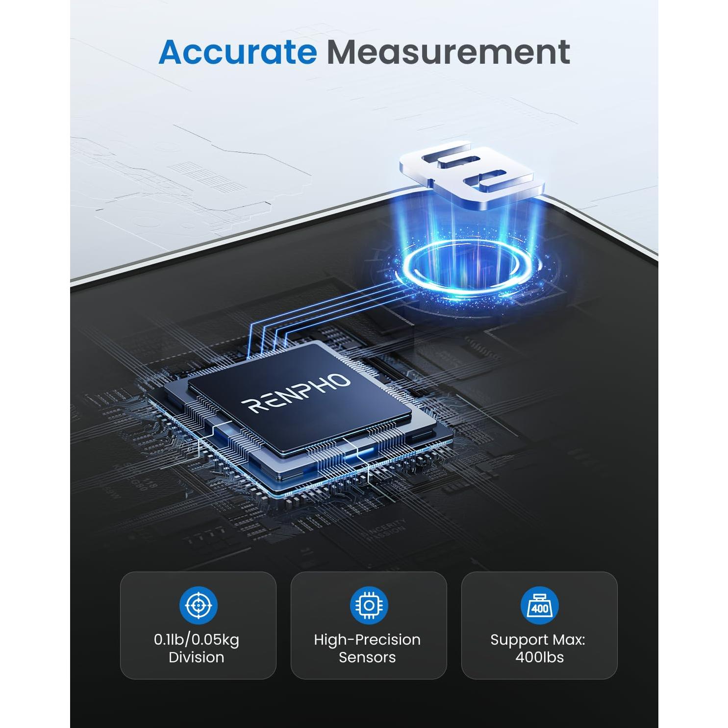 Escala Digital RENPHO con Pantalla LED y Tendencia de Peso