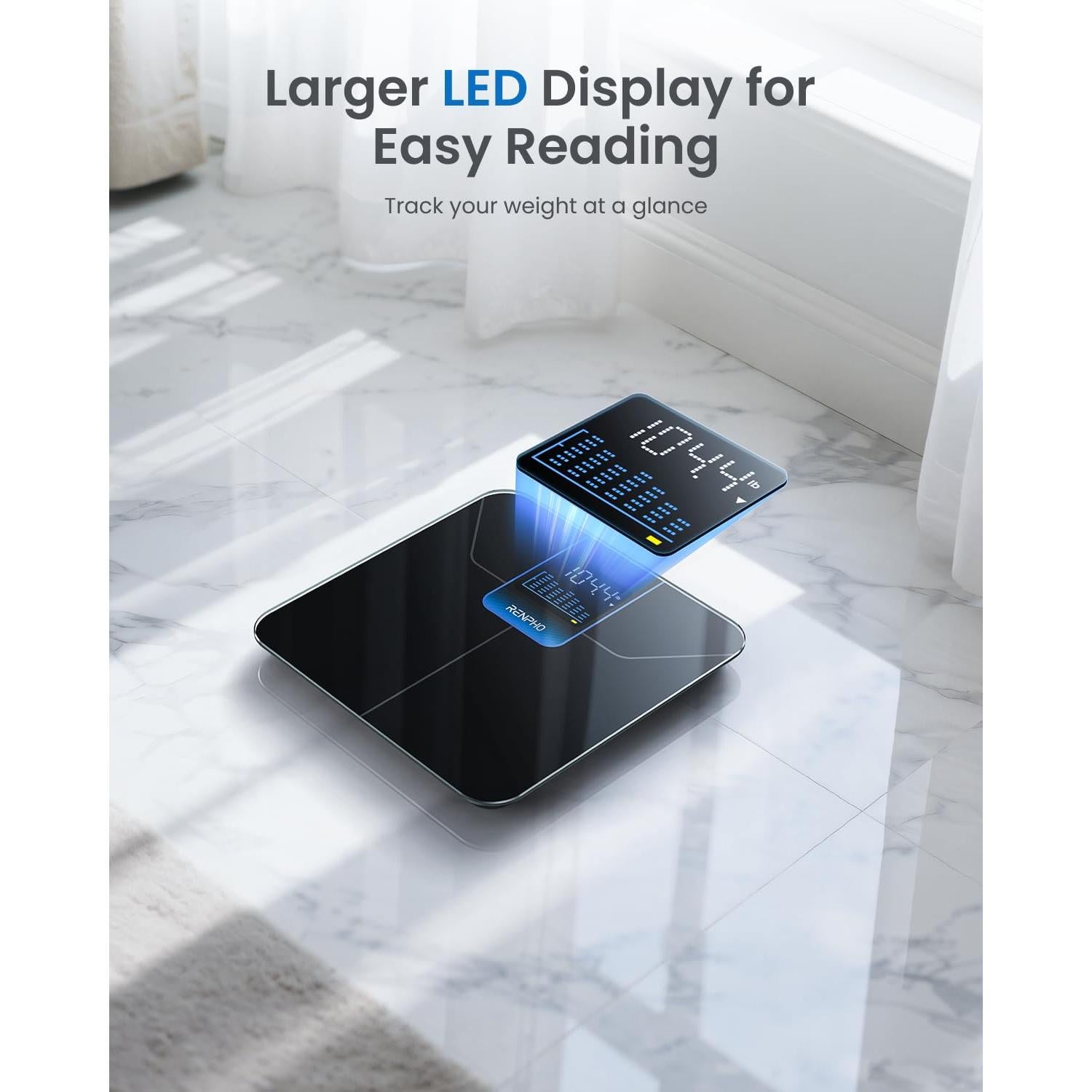 Escala Digital RENPHO con Pantalla LED y Tendencia de Peso