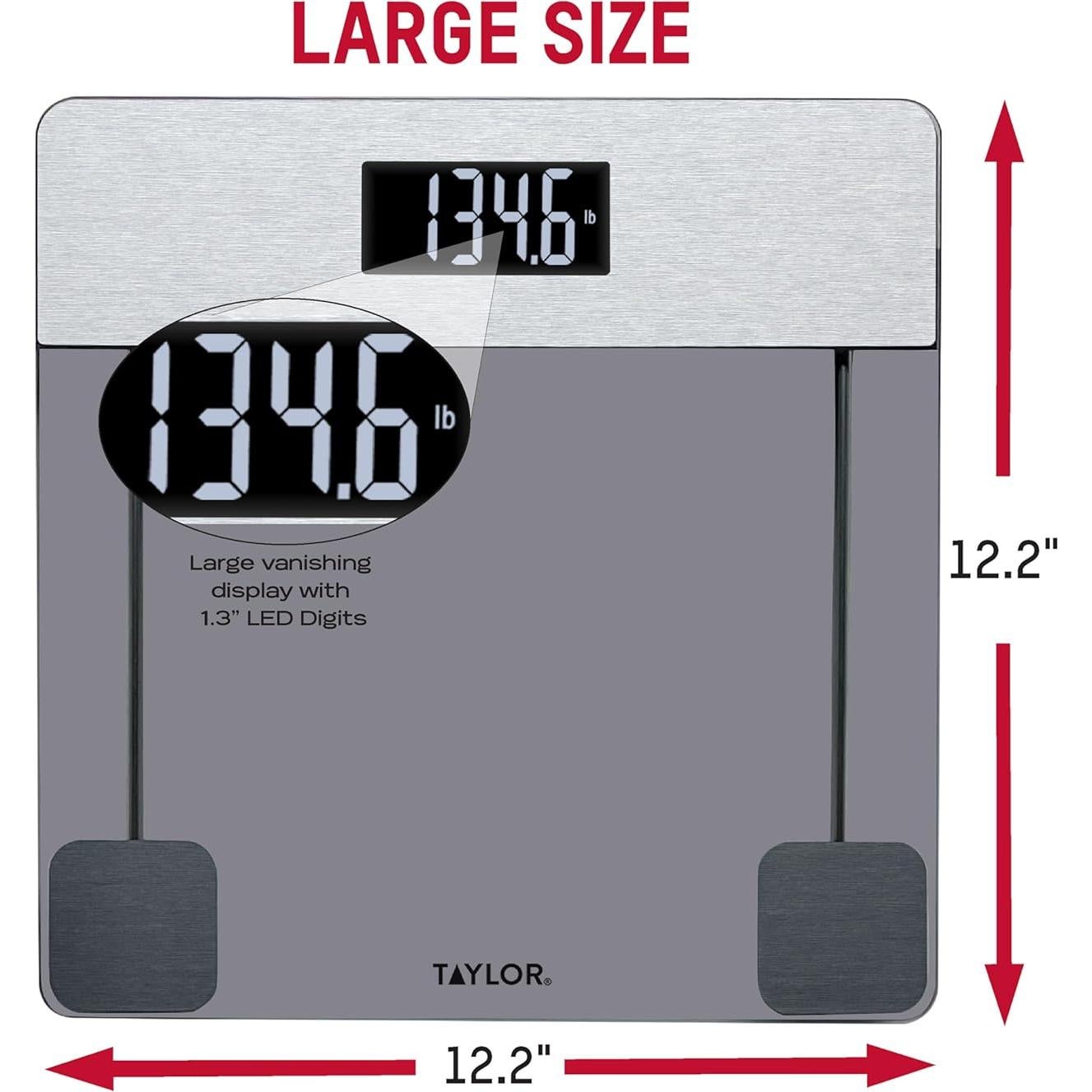 Báscula Digital de Baño Taylor 200 kg Vidrio Tinte Acero Inoxidable