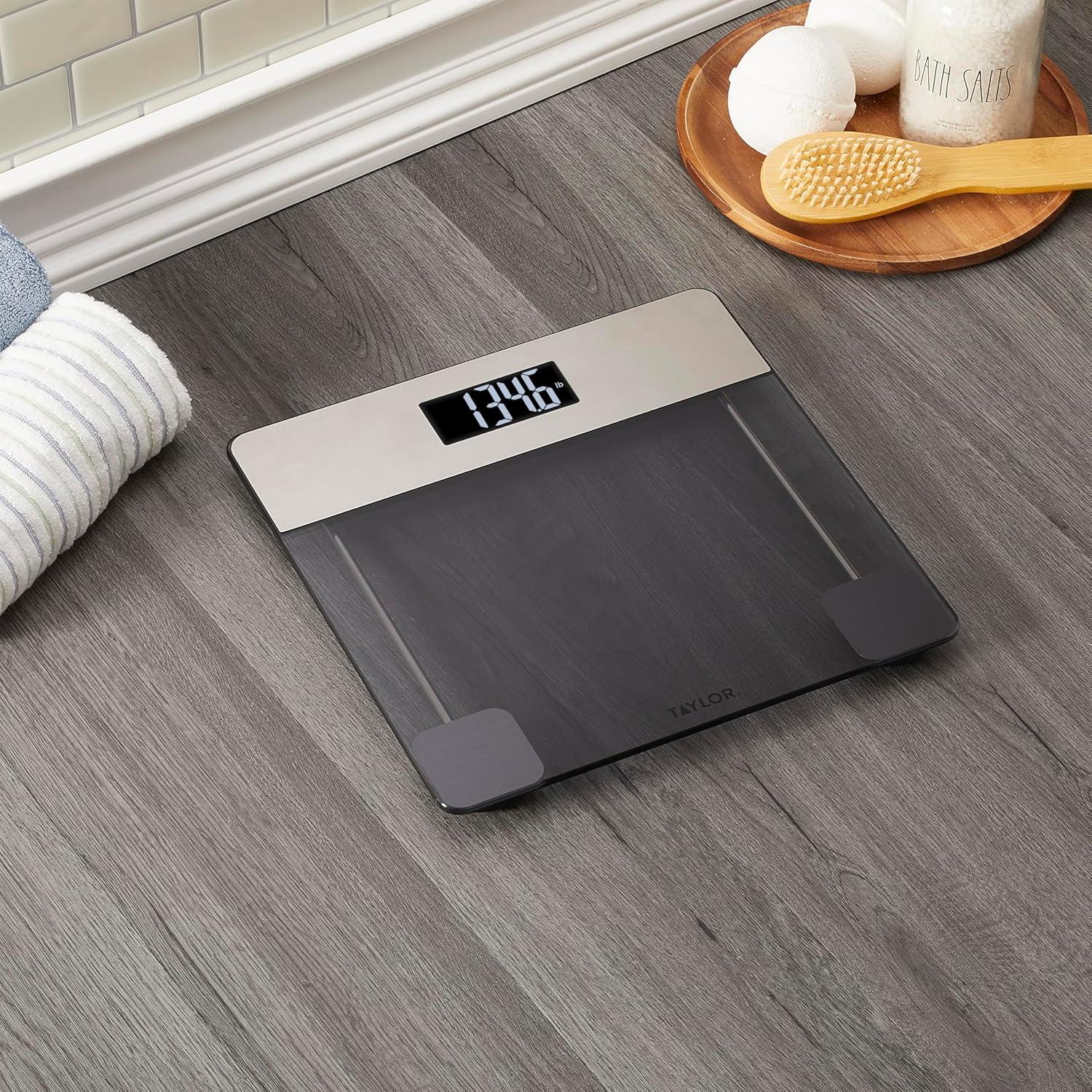 Báscula Digital de Baño Taylor 200 kg Vidrio Tinte Acero Inoxidable