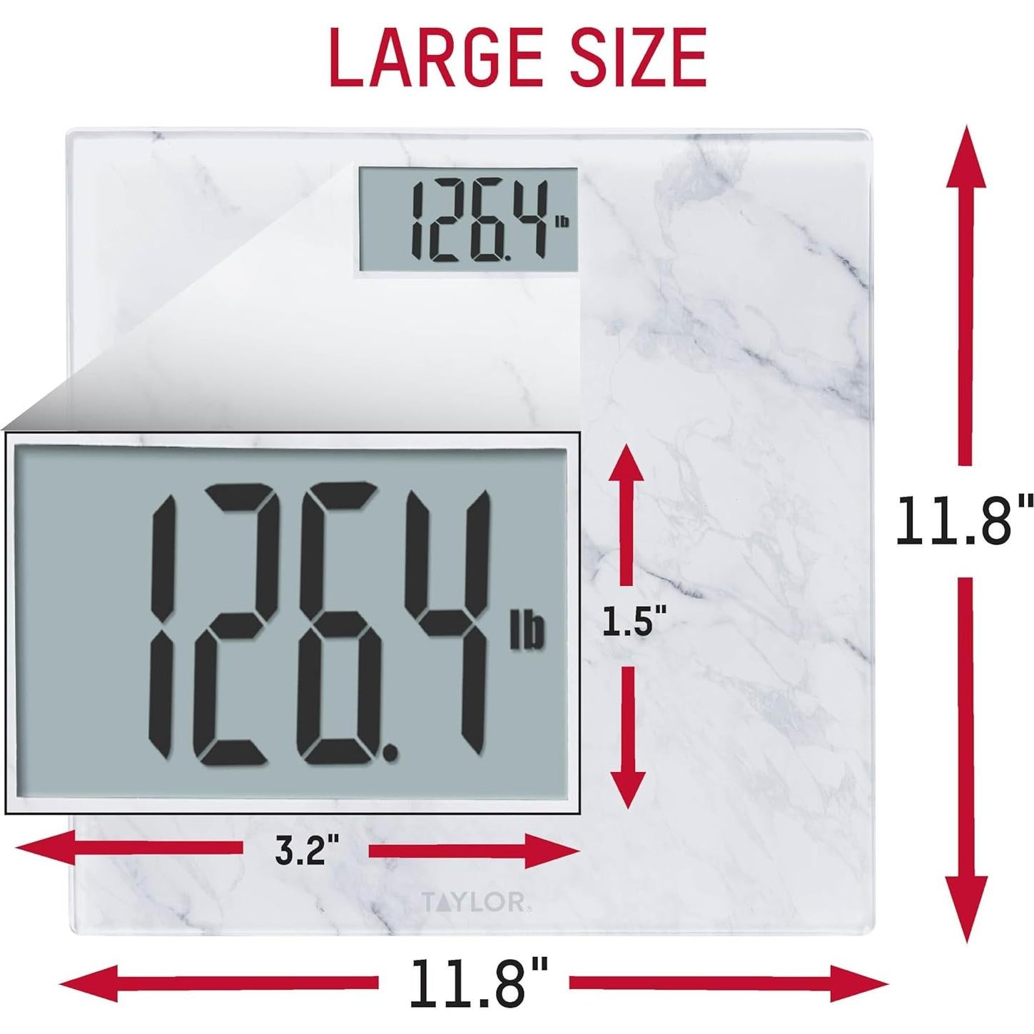 Báscula Digital de Vidrio Taylor para Baño, 181 kg, Mármol