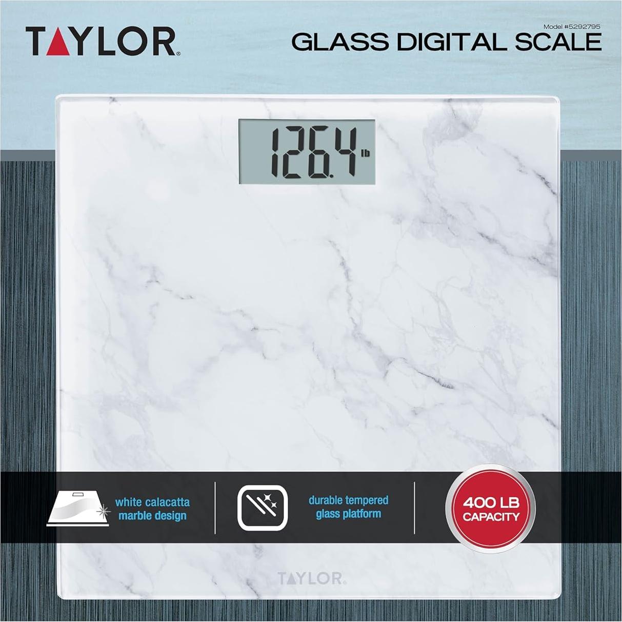 Báscula Digital de Vidrio Taylor para Baño, 181 kg, Mármol