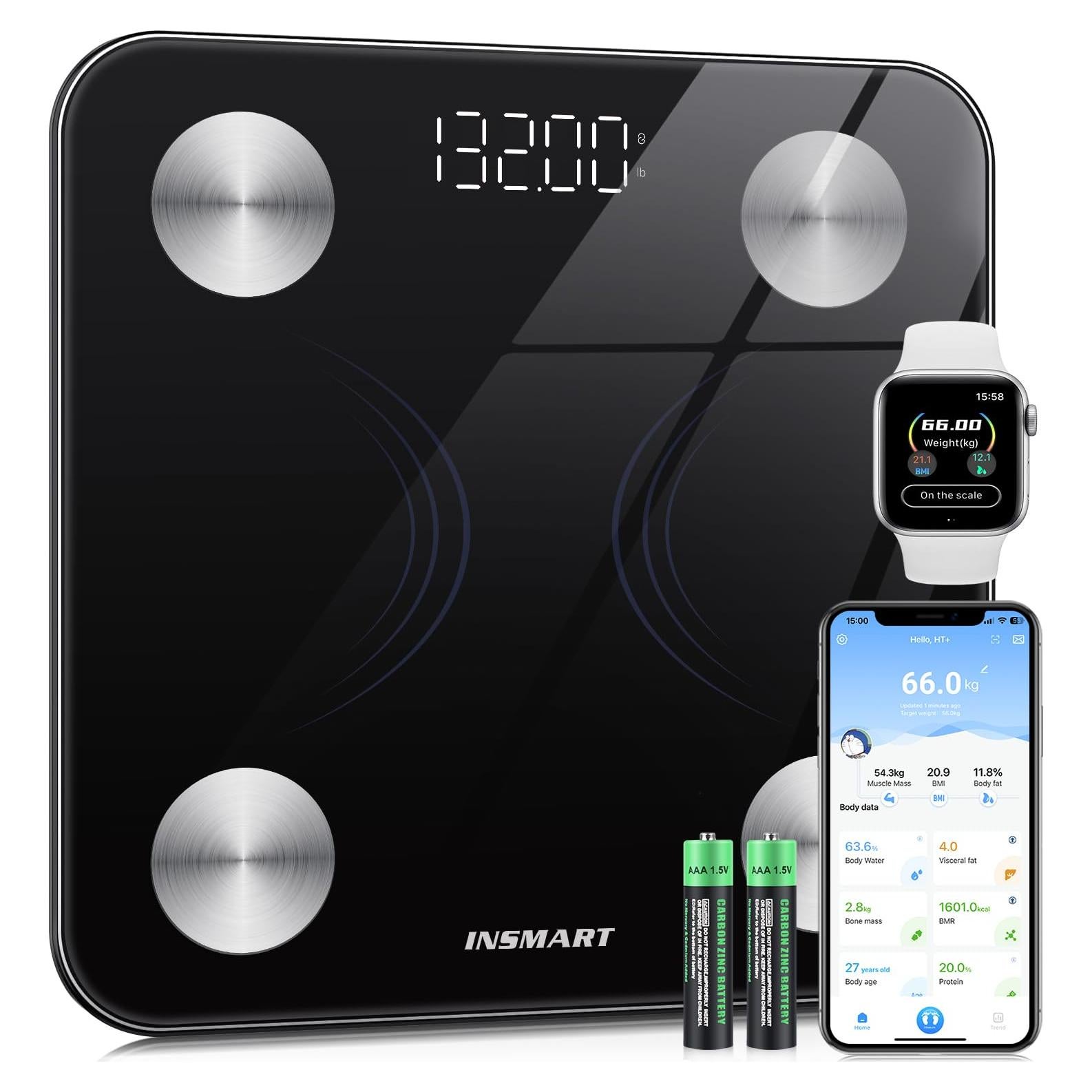 Báscula Inteligente INSMART Bluetooth 181 kg, 17 Métricas