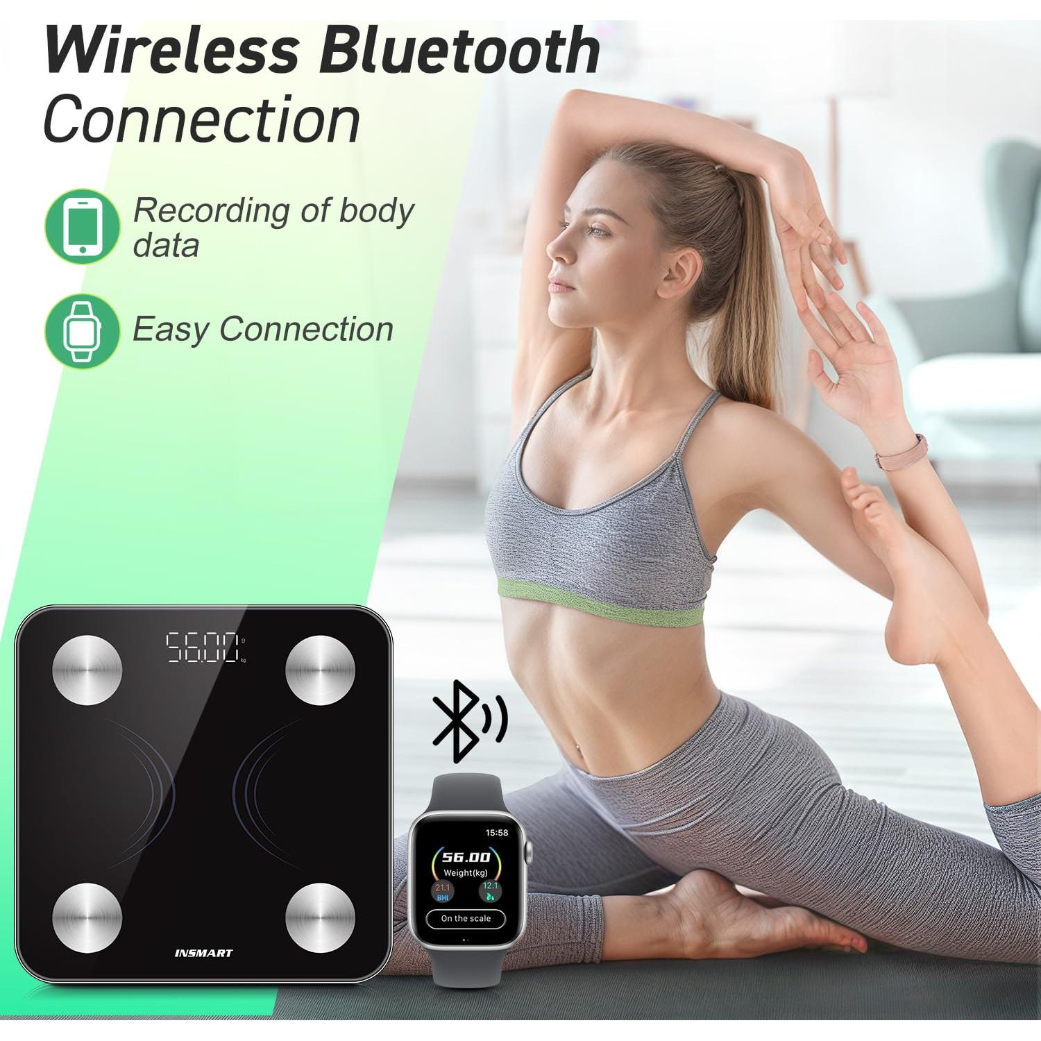 Báscula Inteligente INSMART Bluetooth 181 kg, 17 Métricas