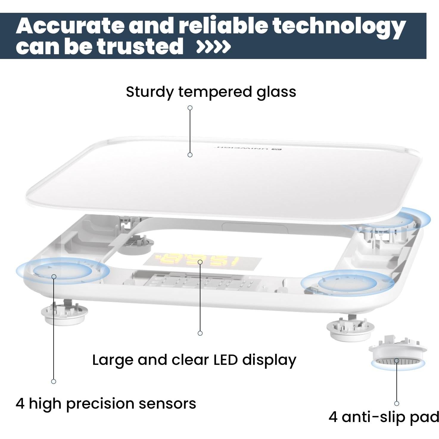 Báscula Digital de Baño UNIWEIGH 199.58kg Pantalla LED