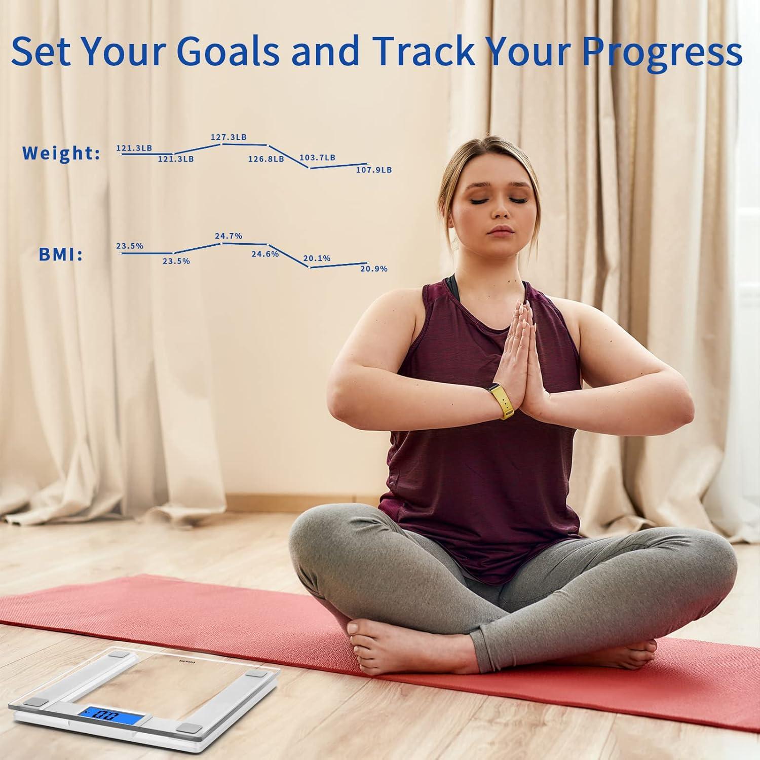 Balanza Digital de Baño Vitafit 250kg con App IMC Plata