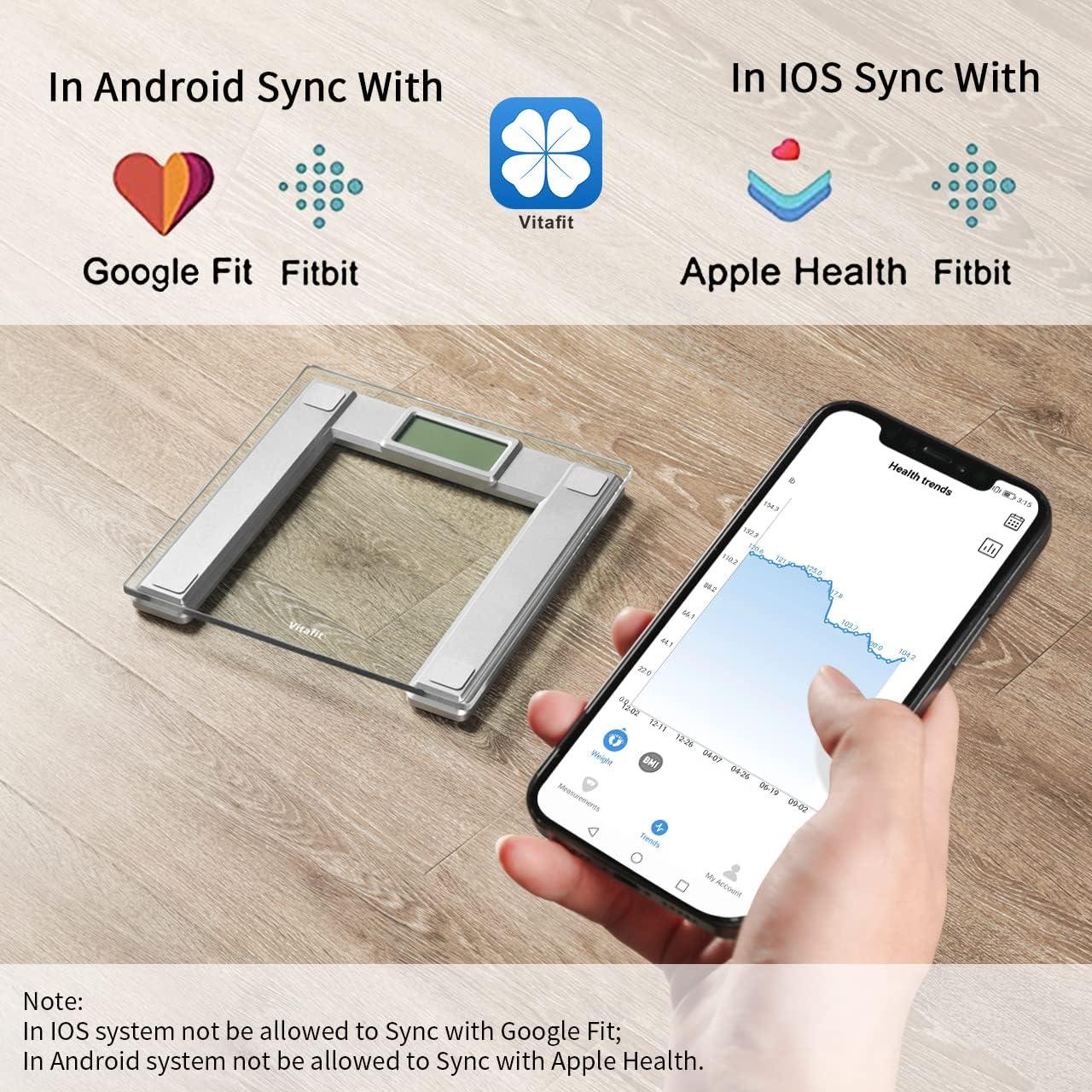 Balanza Digital de Baño Vitafit 250kg con App IMC Plata