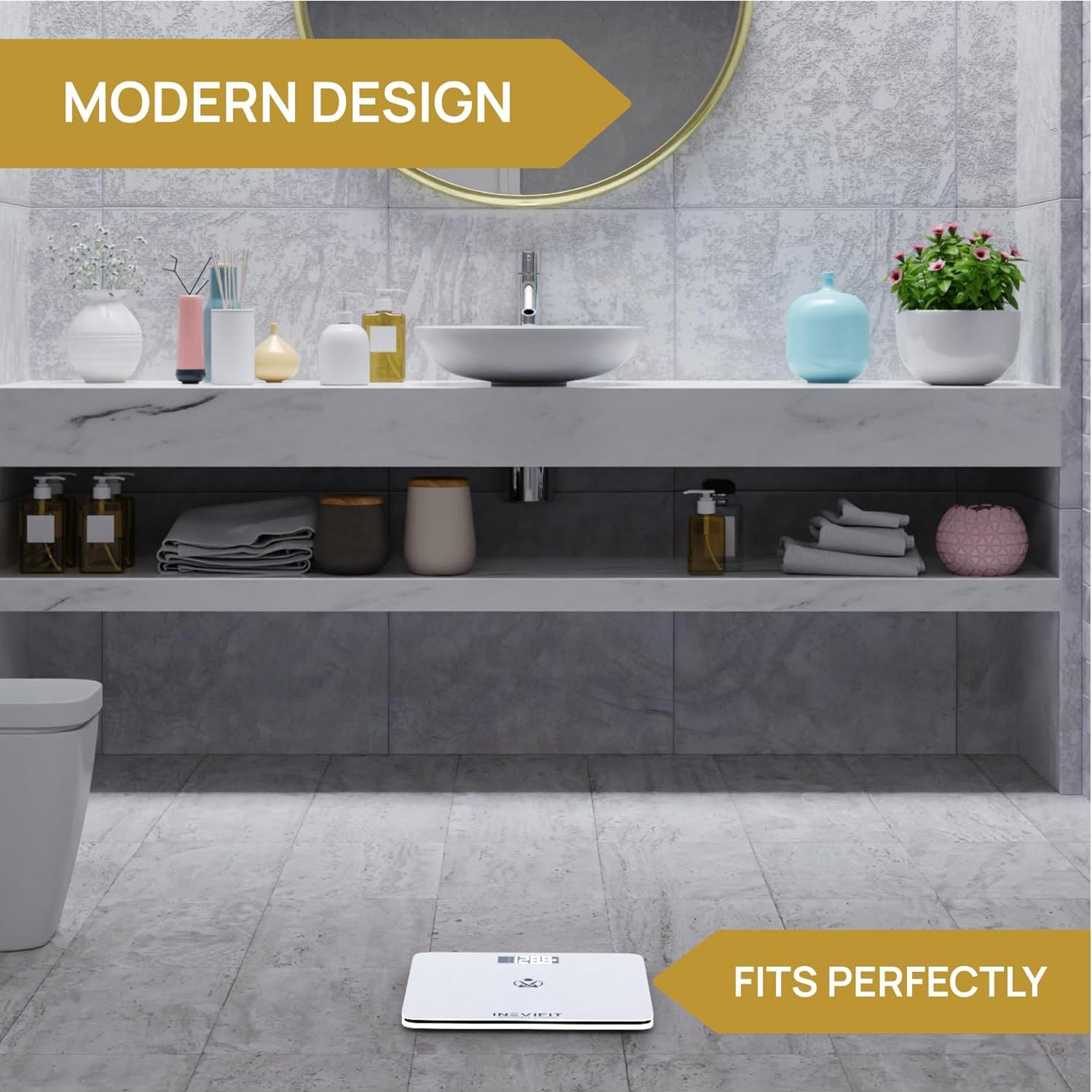 Báscula de Baño Digital INEVIFIT, 181 kg, Vidrio Templado