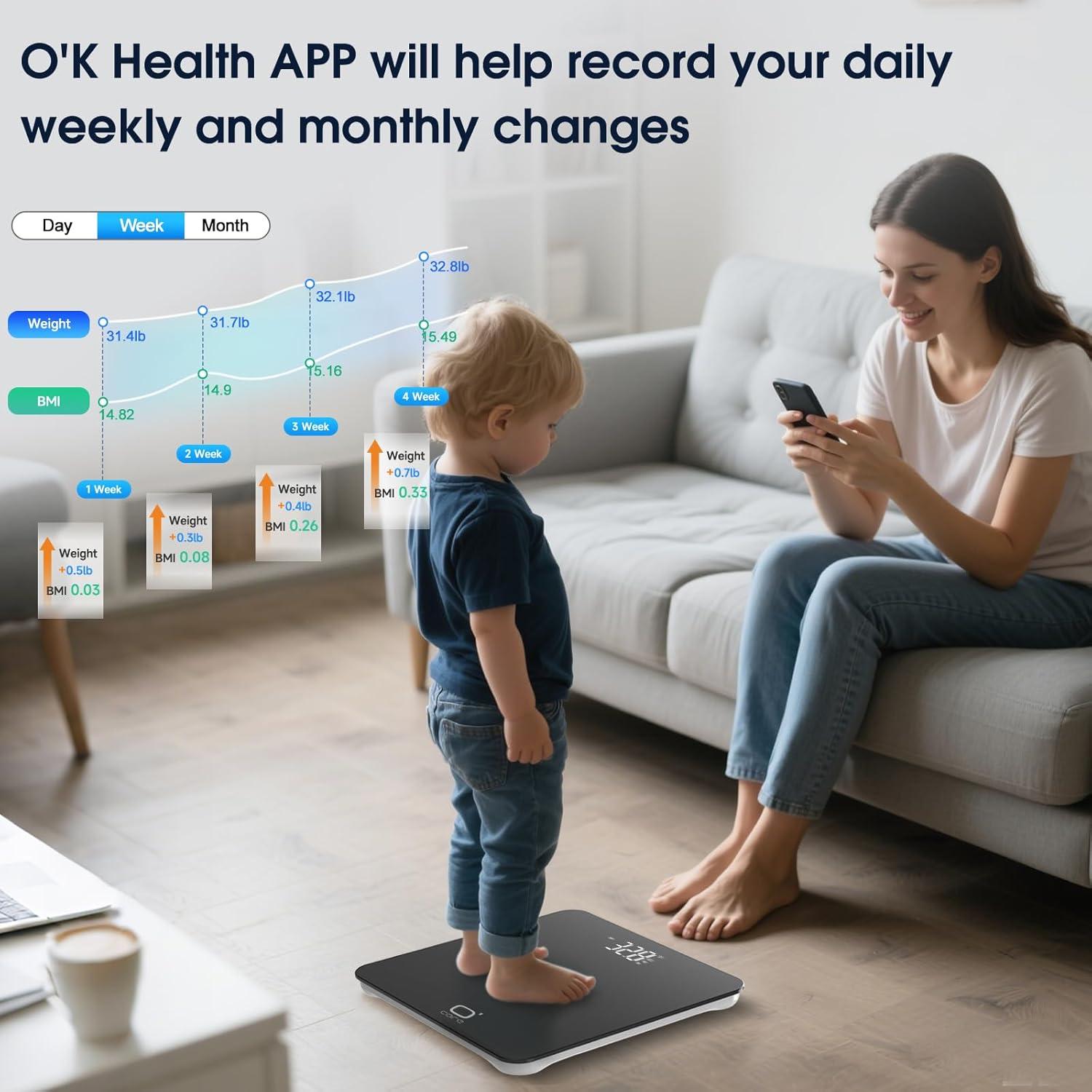 Báscula Inteligente O'CARE Digital para Peso y BMI 200kg