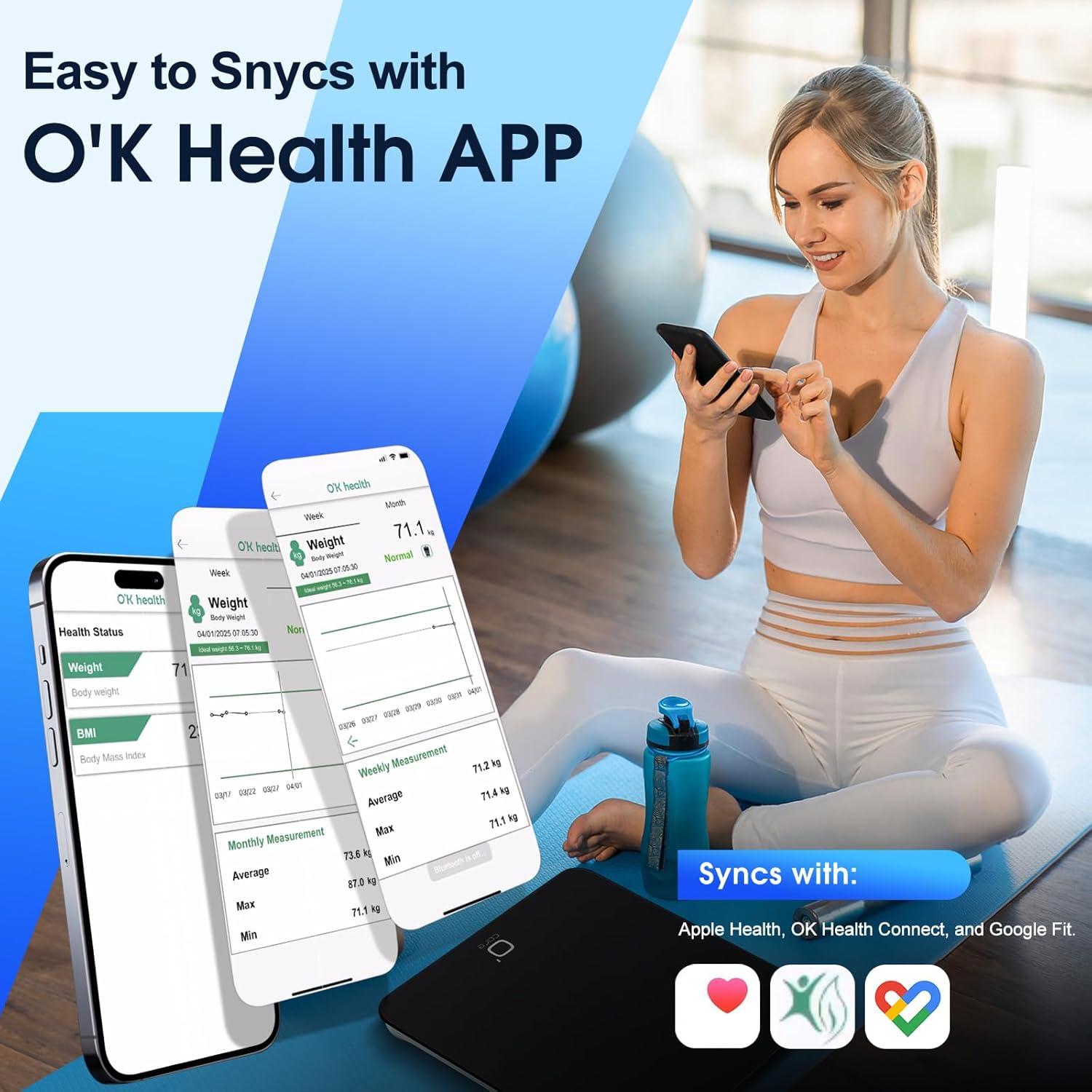 Báscula Inteligente O'CARE Digital para Peso y BMI 200kg