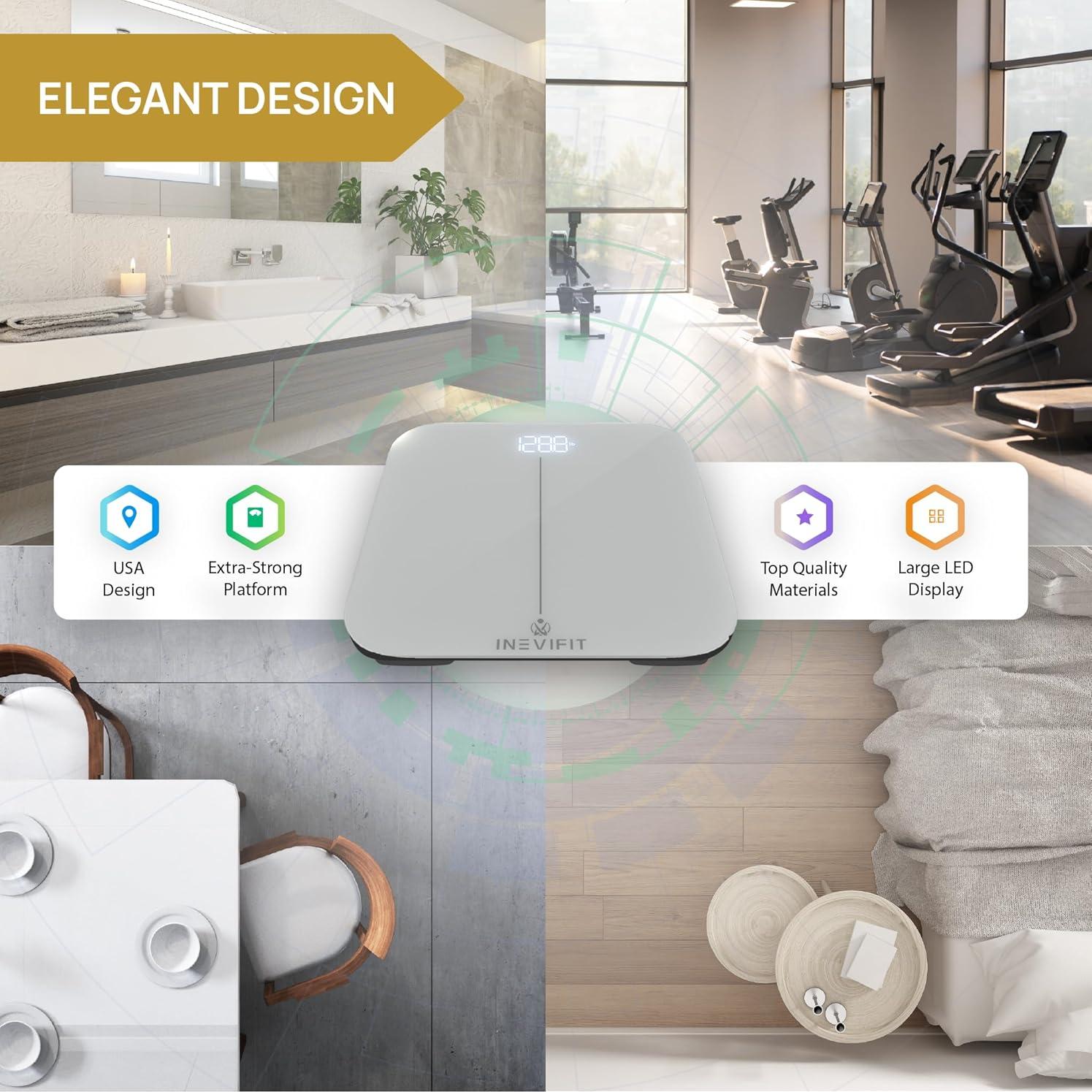 Báscula de Baño Inteligente INEVIFIT, Digital Bluetooth 181kg
