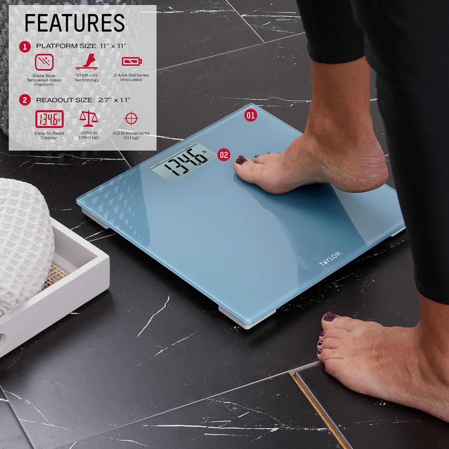 Báscula Digital de Vidrio Taylor 158.8 kg Azul Pizarra