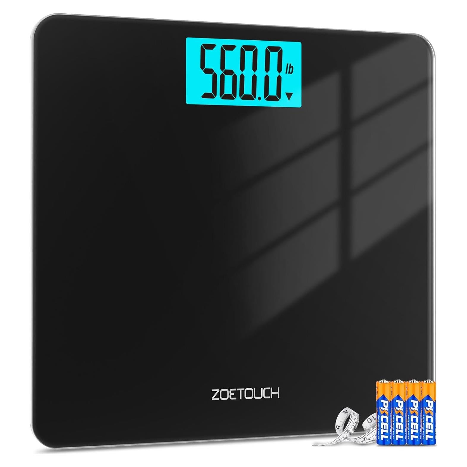 Báscula Digital ZOETOUCH 255kg Pantalla LCD Grande Negra