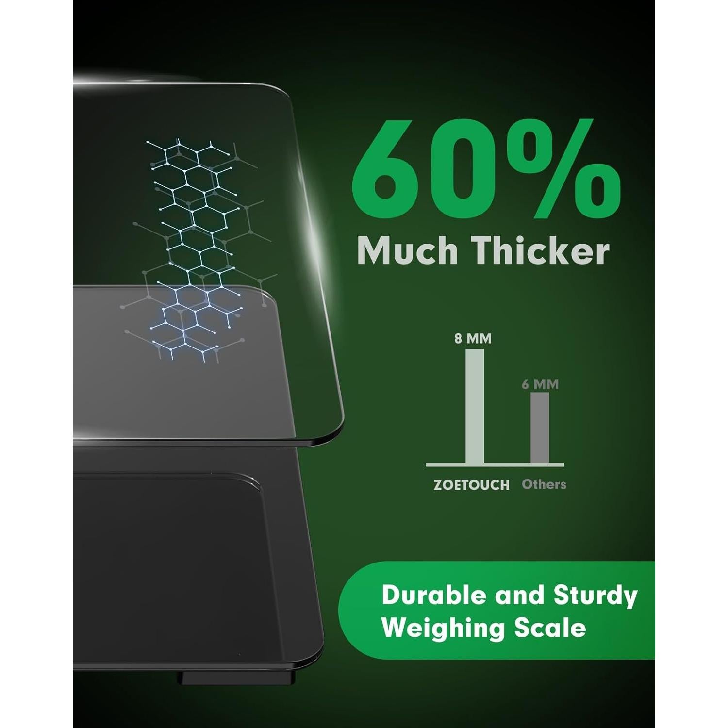 Báscula Digital ZOETOUCH 255kg Pantalla LCD Grande Negra