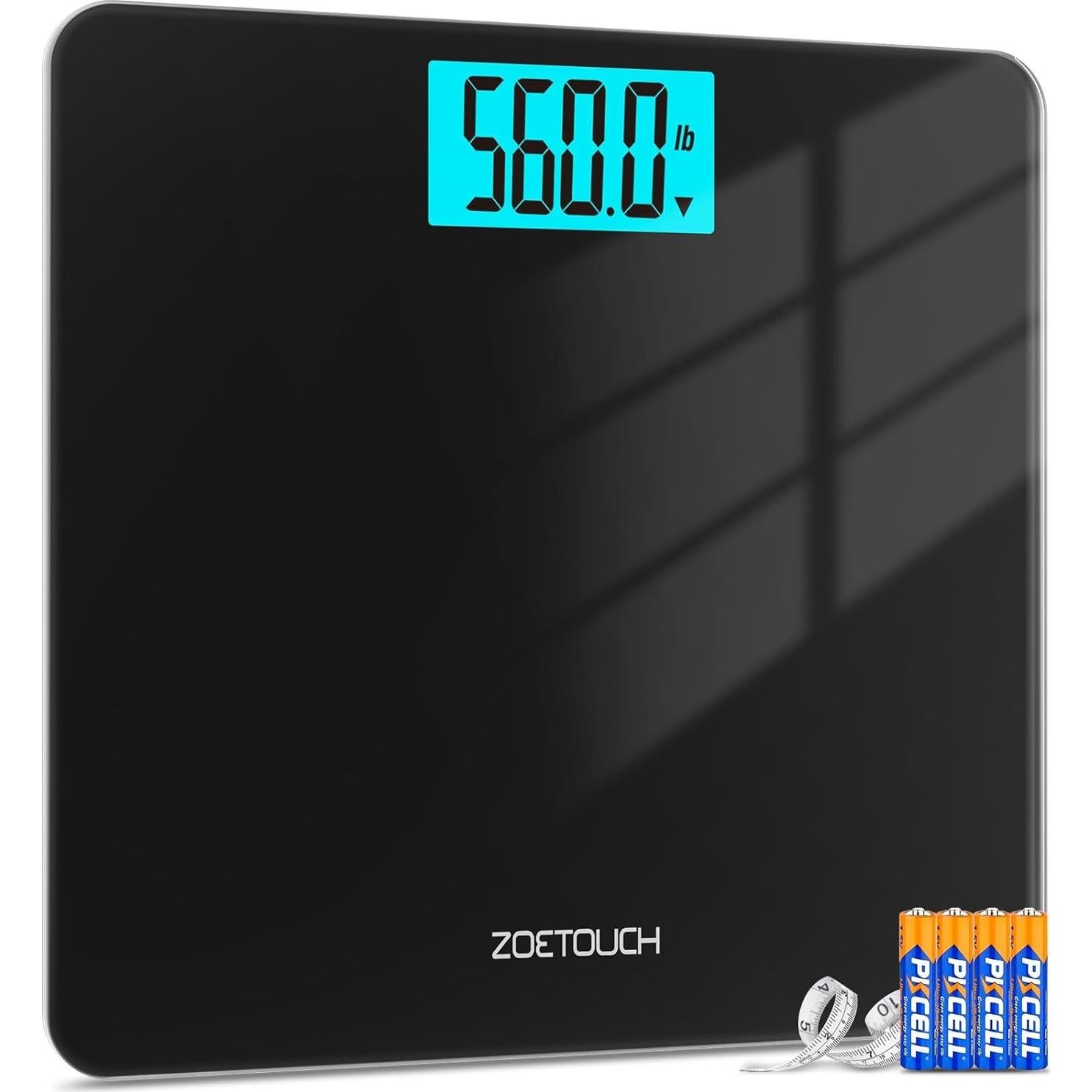 Báscula Digital ZOETOUCH 255kg Pantalla LCD Grande Negra