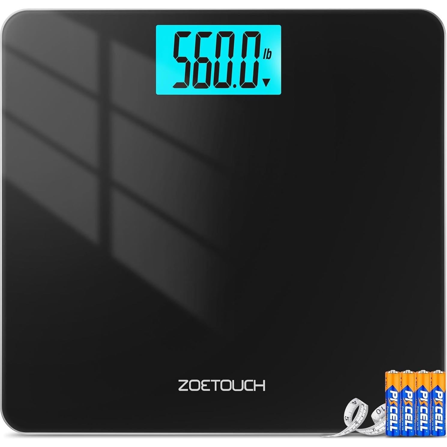Báscula Digital ZOETOUCH 255kg Pantalla LCD Grande Negra