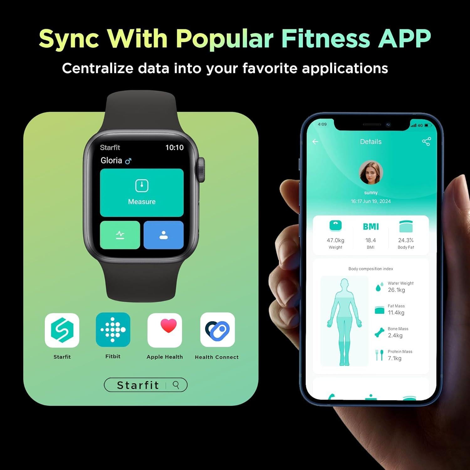 Báscula Inteligente RunStar FG2202-B con 8 Electrodos y APP
