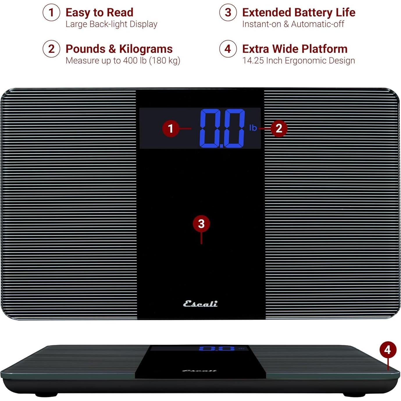 Balanza Digital de Baño Escali Extra Ancha 180 kg