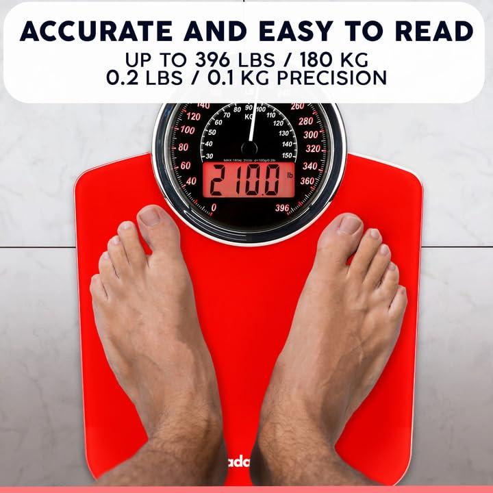 Báscula Híbrida Adamson Digital y Analógica 180kg Vidrio Templado