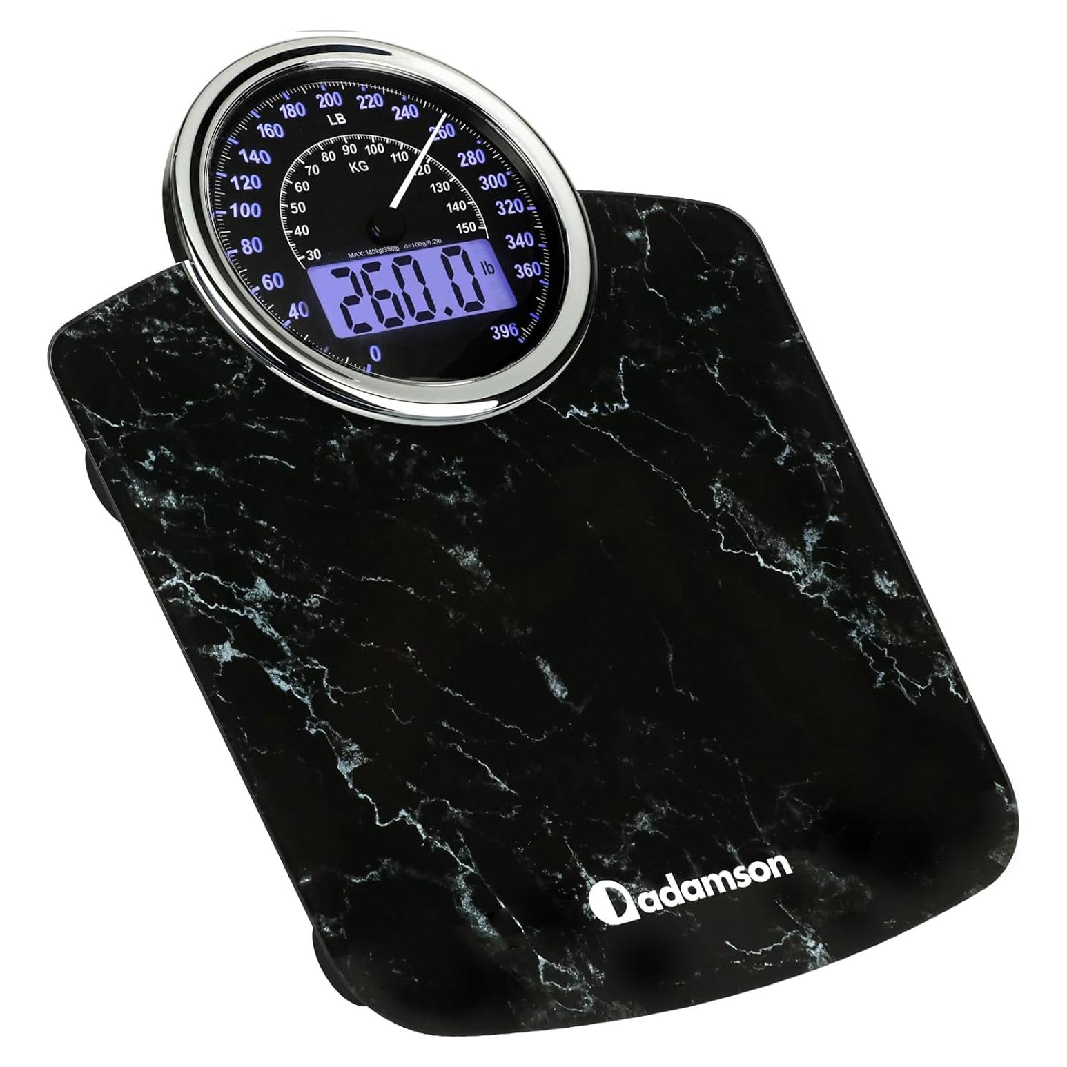 Báscula Híbrida Digital y Analógica Adamson 180kg Vidrio Templado