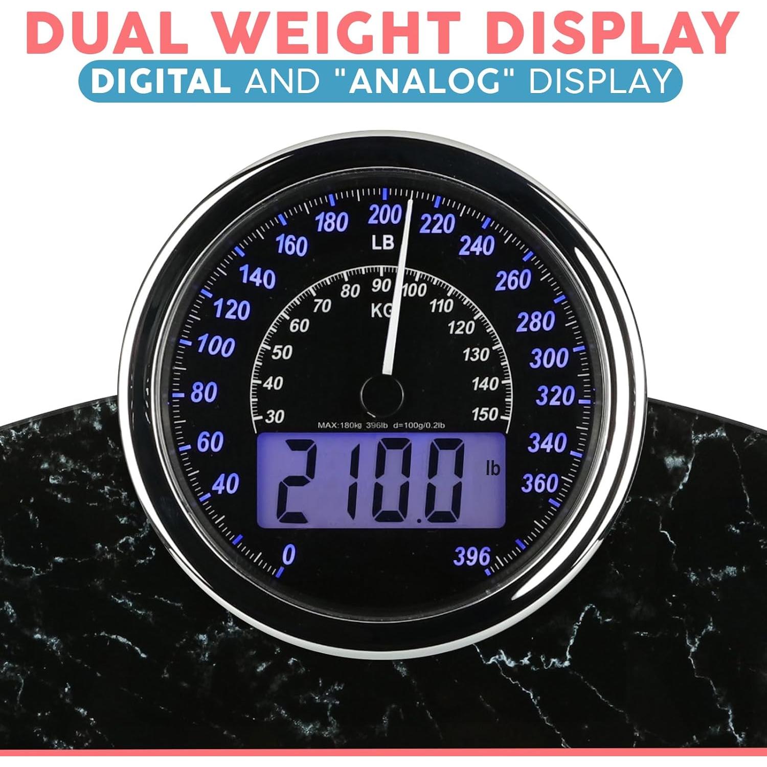 Báscula Híbrida Digital y Analógica Adamson 180kg Vidrio Templado