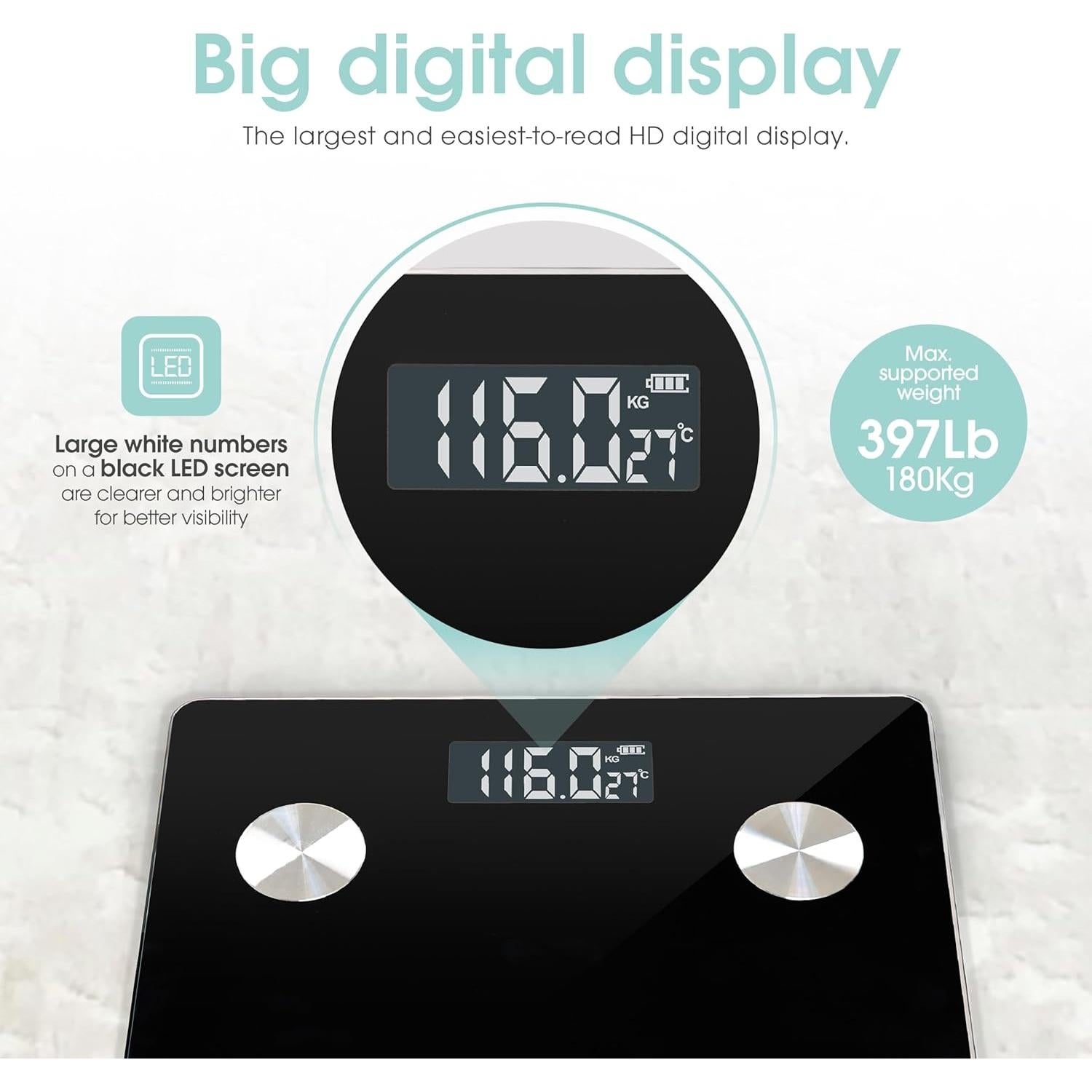 Báscula Inteligente Powerfit Digital con IMC y Grasa Corporal