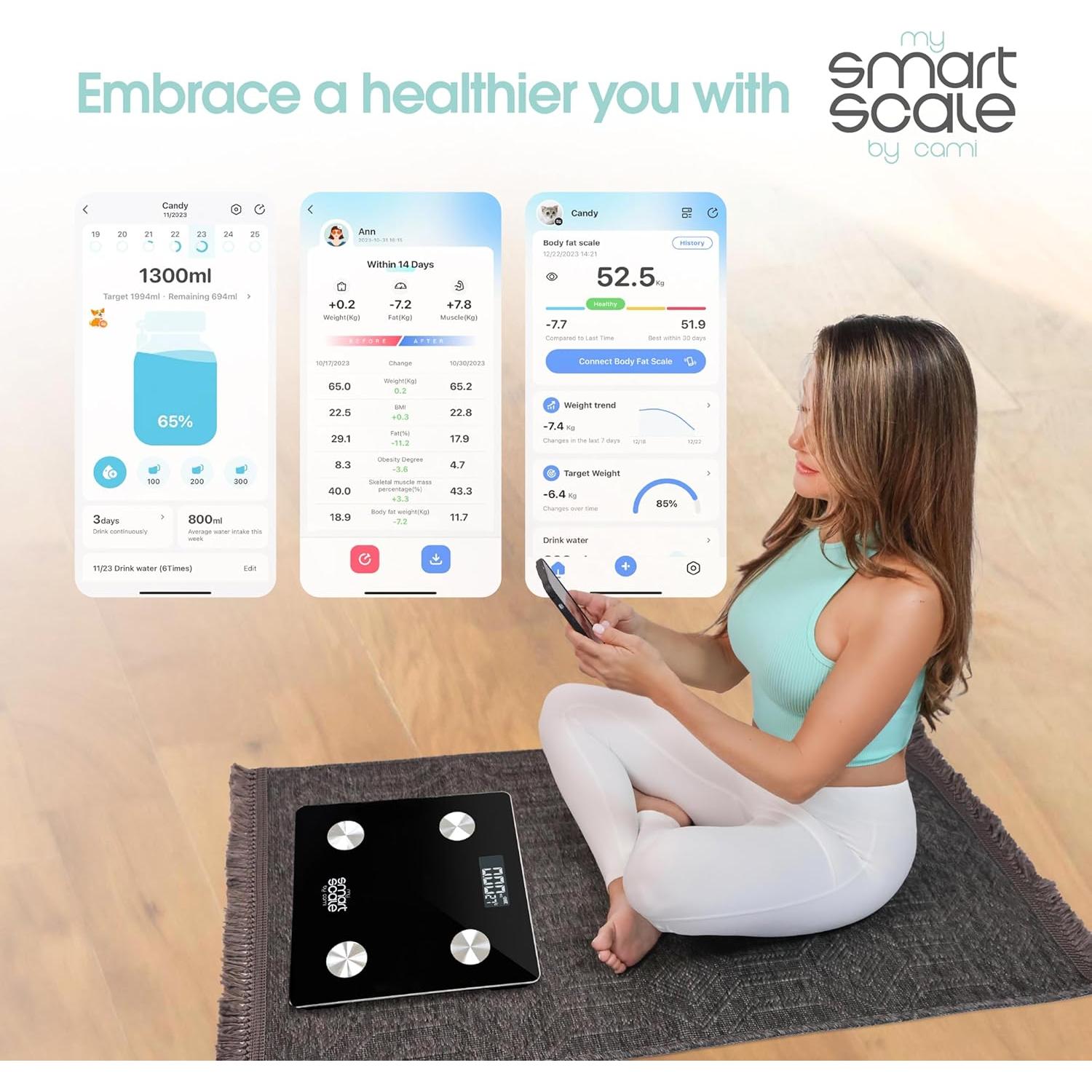 Báscula Inteligente Powerfit Digital con IMC y Grasa Corporal