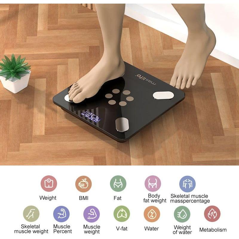 Báscula Inteligente MaxLife Bluetooth 181 kg Grasa Corporal