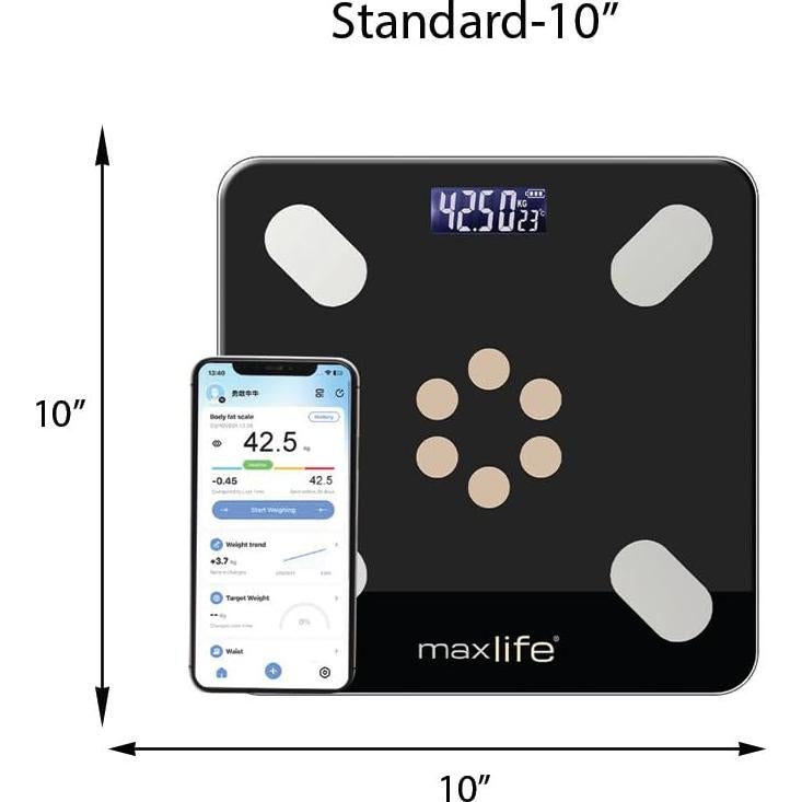 Báscula Inteligente MaxLife Bluetooth 181 kg Grasa Corporal