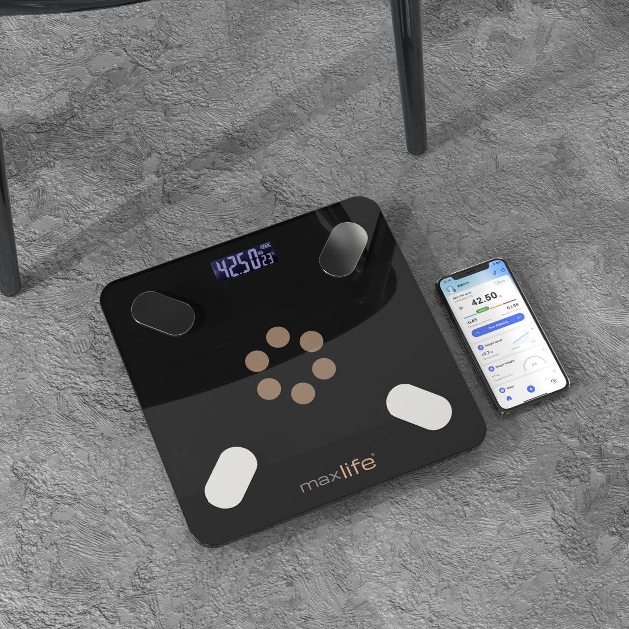 Báscula Inteligente MaxLife Bluetooth 181 kg Grasa Corporal