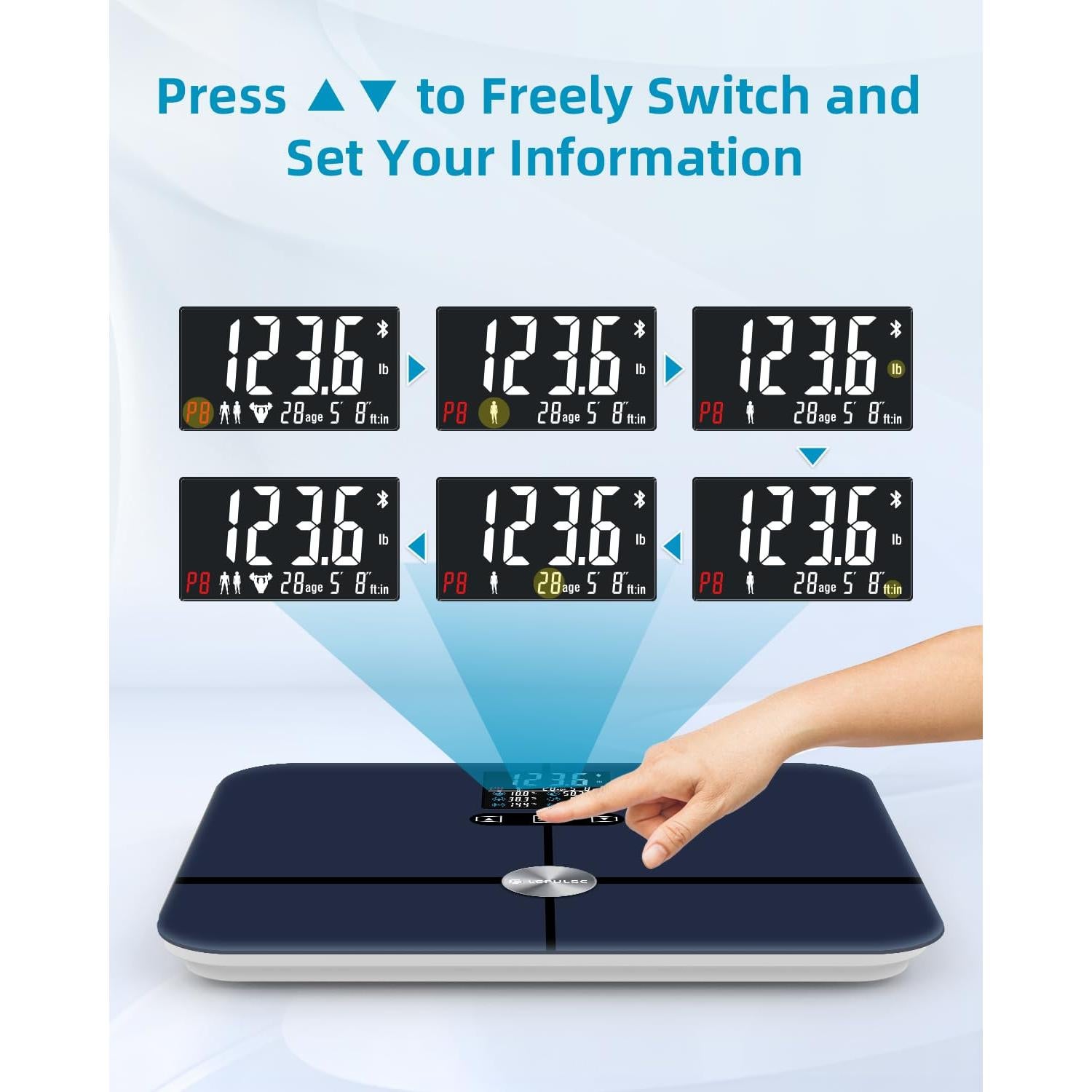 Escala Digital de Grasa Corporal Lepulse 400kg, Pantalla Grande
