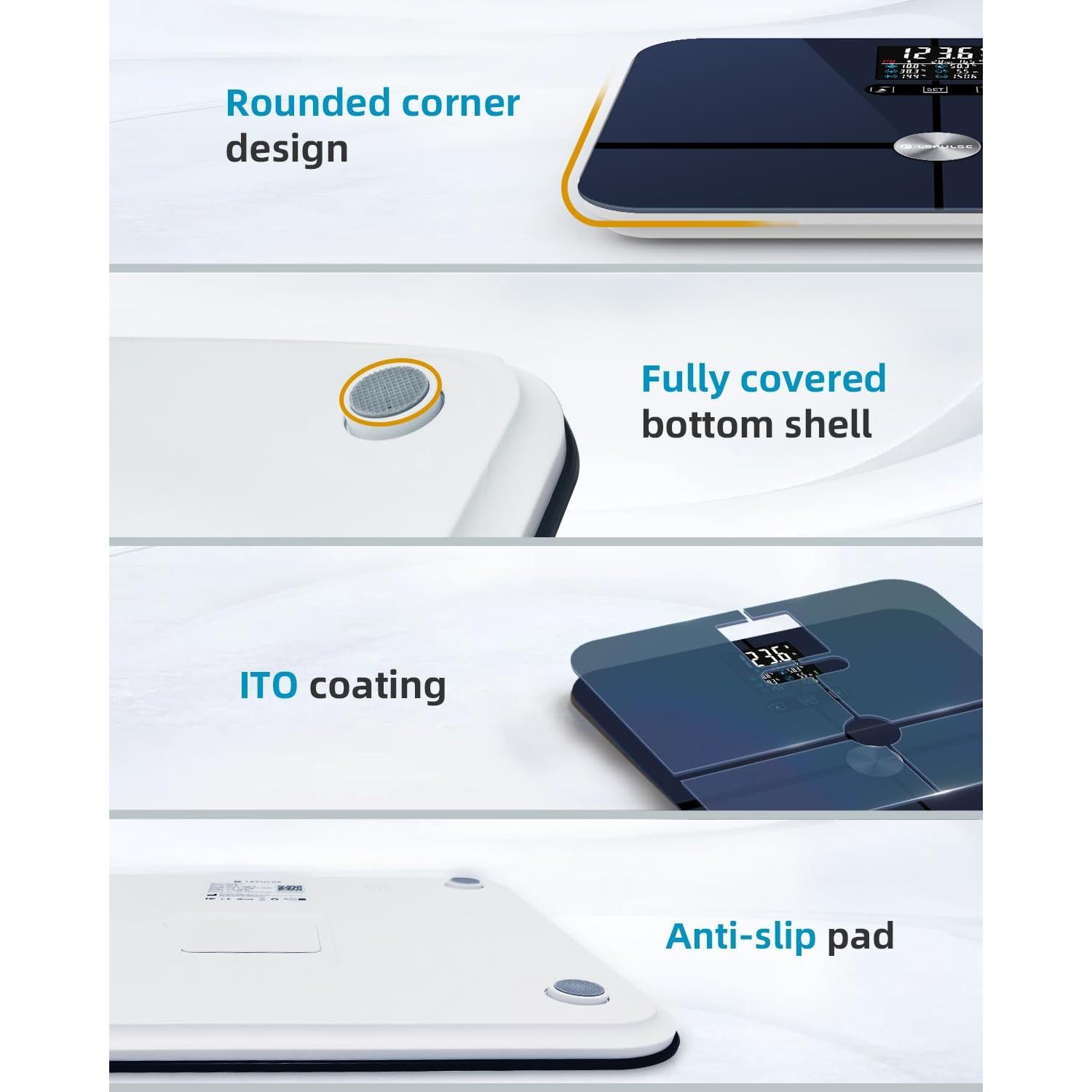 Escala Digital de Grasa Corporal Lepulse 400kg, Pantalla Grande