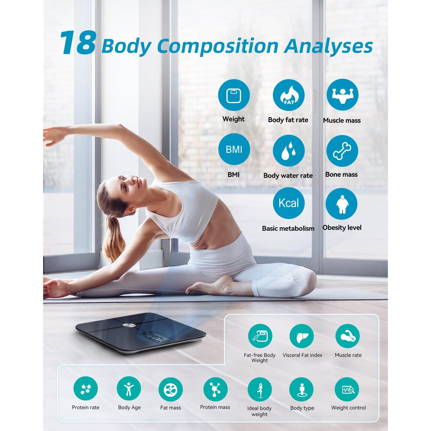 Escala Digital de Grasa Corporal Lepulse 400kg, Pantalla Grande