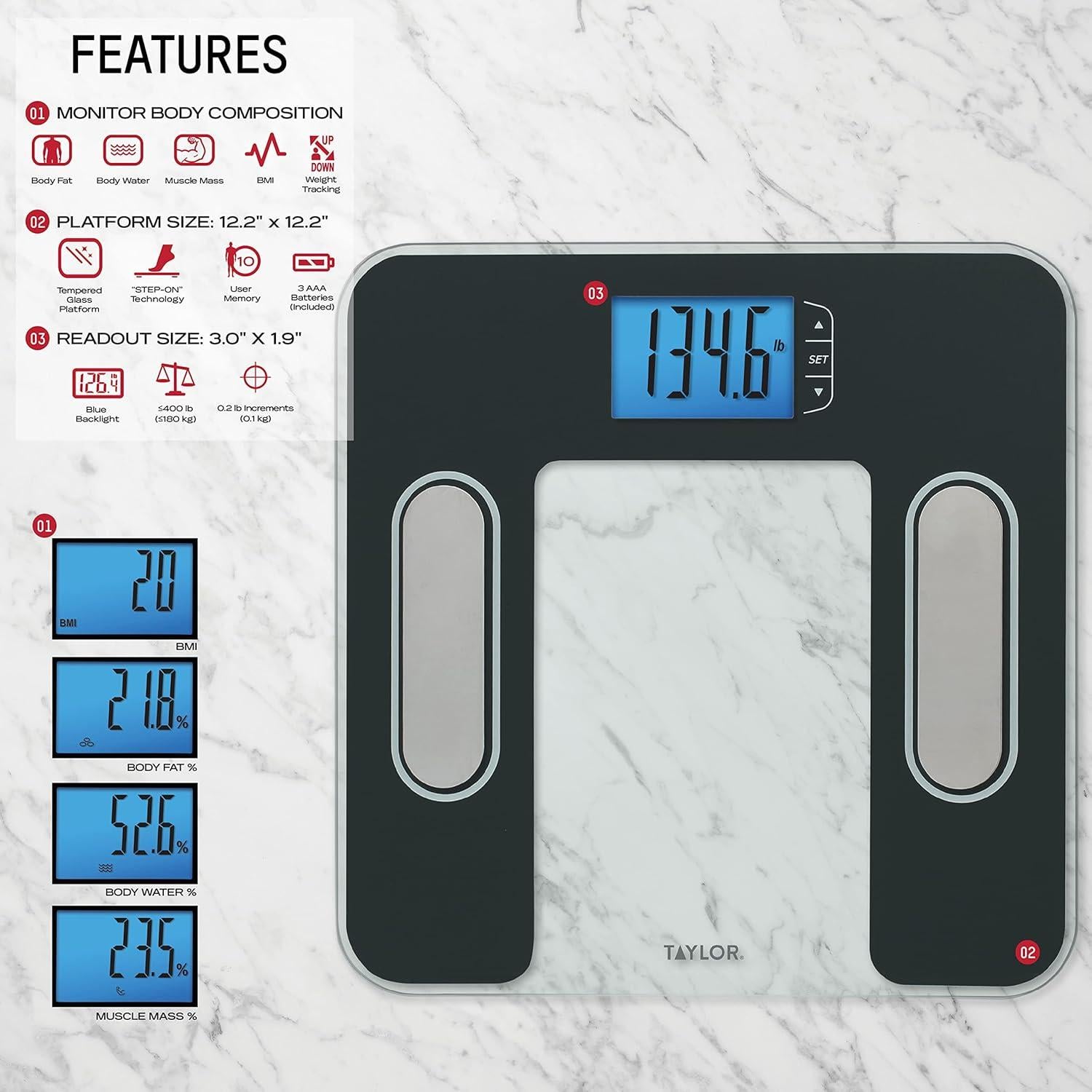 Escala de Composición Corporal Digital Taylor 5793F - 181.4 kg