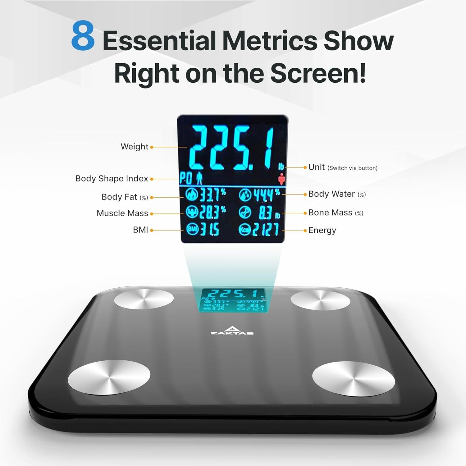 Báscula Inteligente Digital Zhongshan B90H - 181 kg, Grasa y Músculo