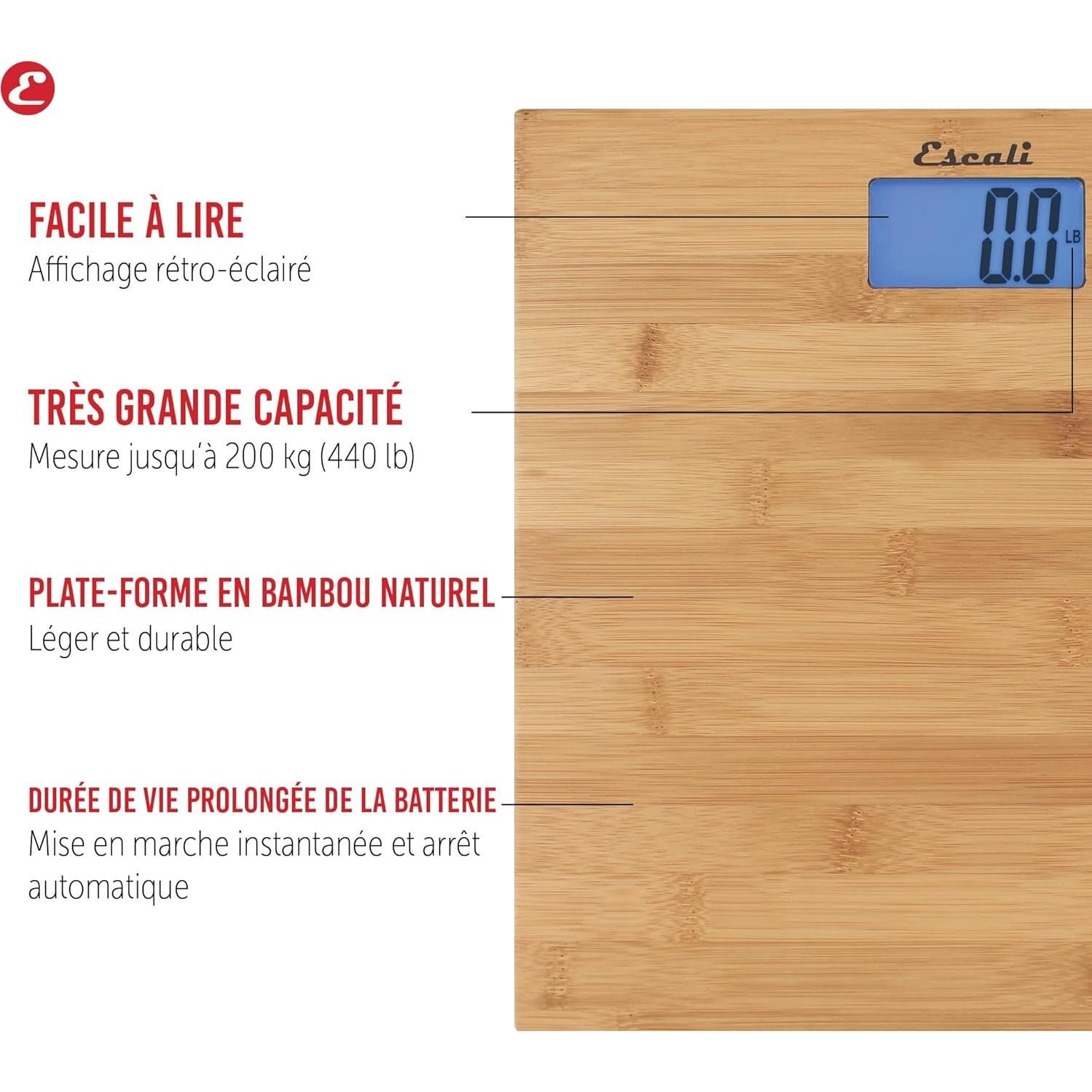 Escala Digital de Baño Escali ECO200 de Bambú 200 kg